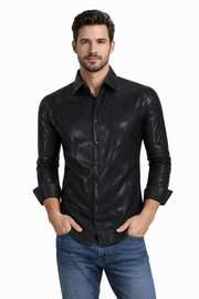 Modern Fit Satin Button-Down Shirt