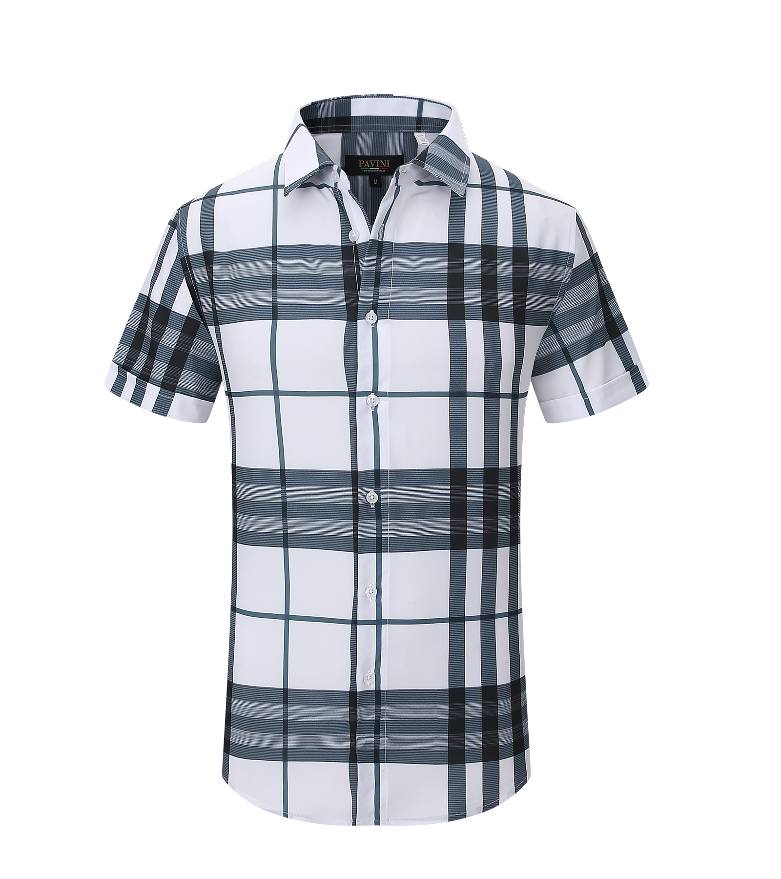 Modern Fit Plaid Short Sleeve Button-Down Shirt