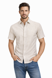 Men’s Short Sleeve Polyester-Linen Shirt