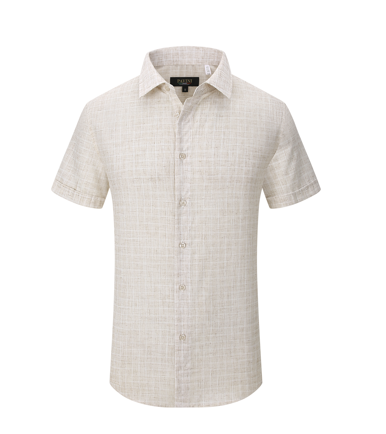 Men’s Short Sleeve Polyester-Linen Shirt