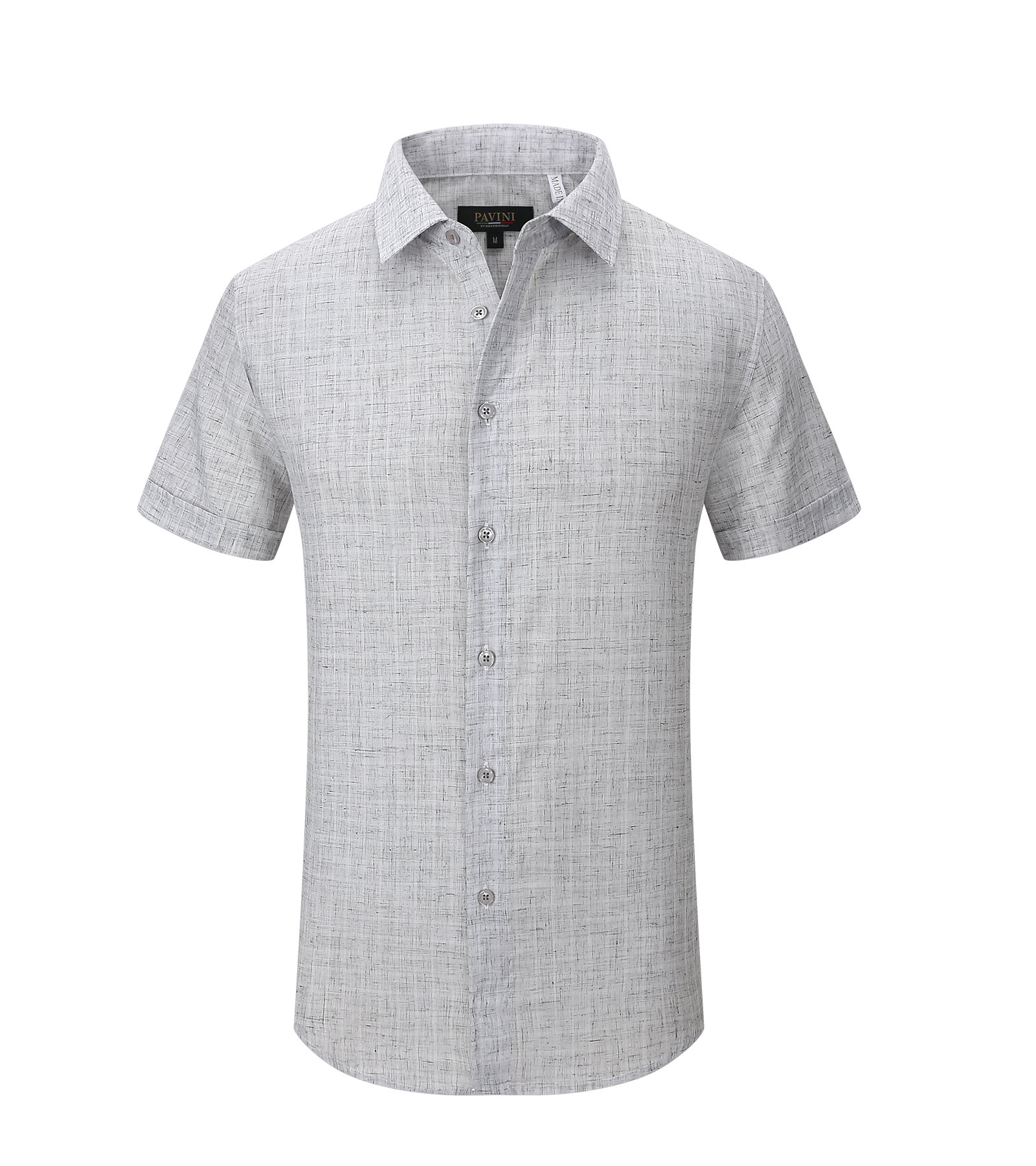 Men’s Short Sleeve Polyester-Linen Shirt