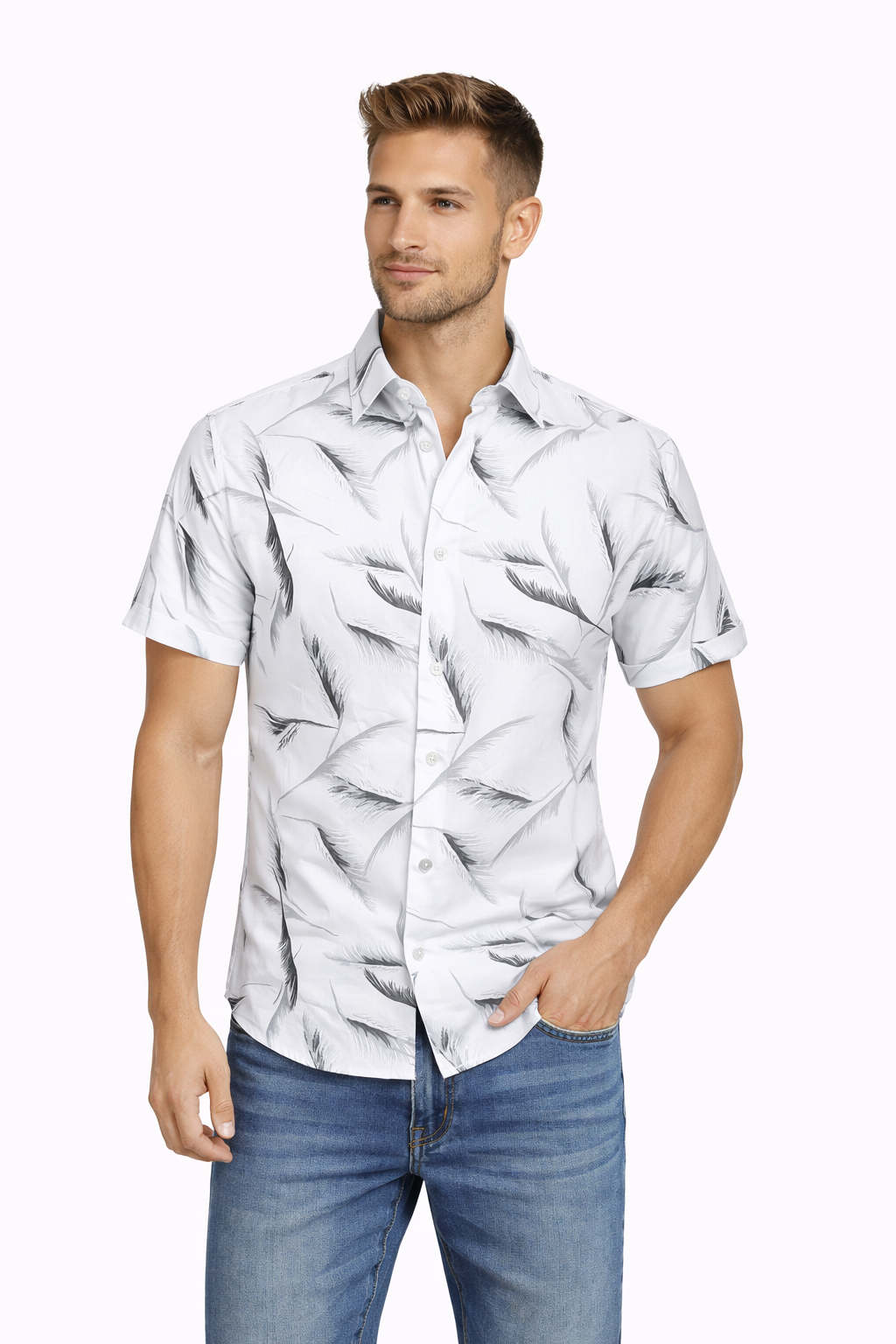 Modern Fit Bamboo Printed Short Sleeve Shirt