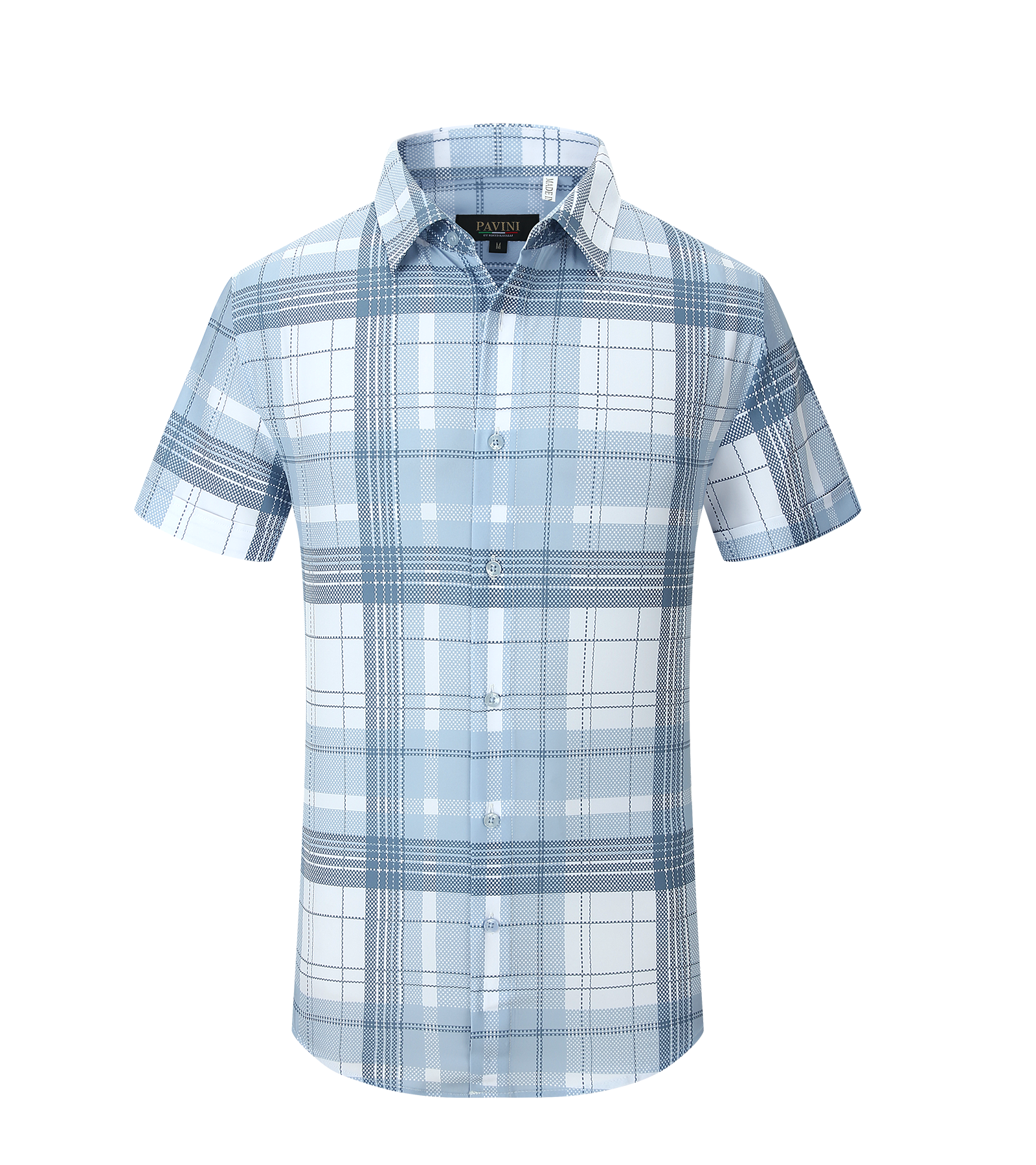 Men’s Modern Fit Short Sleeve Printed Plaid Shirt