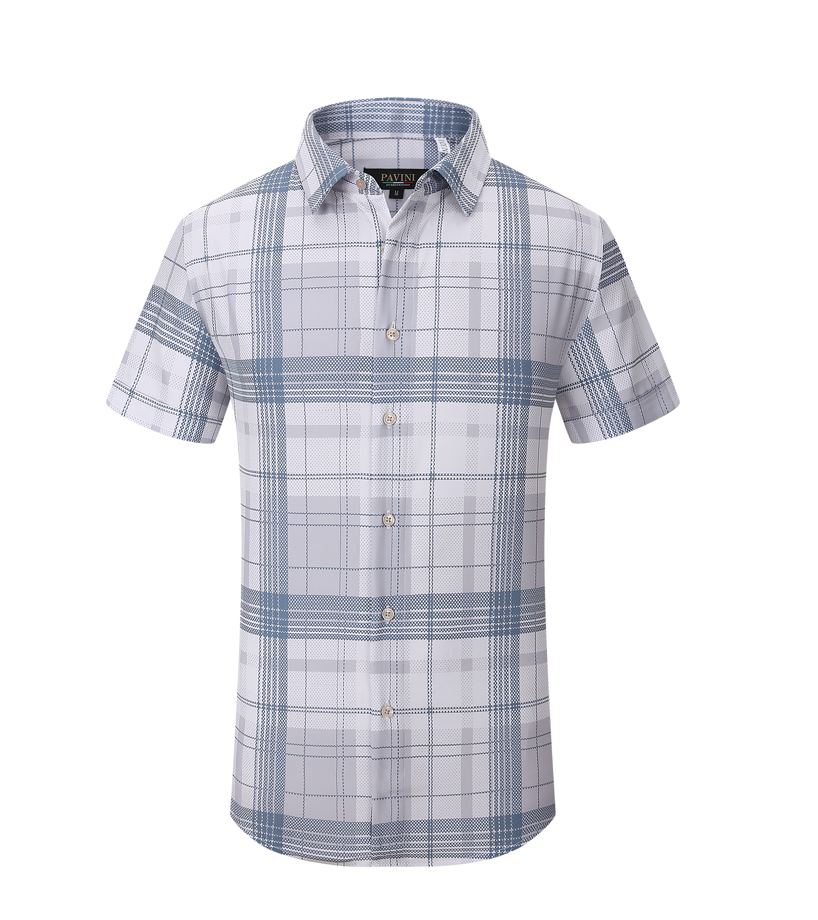 Men’s Modern Fit Short Sleeve Printed Plaid Shirt