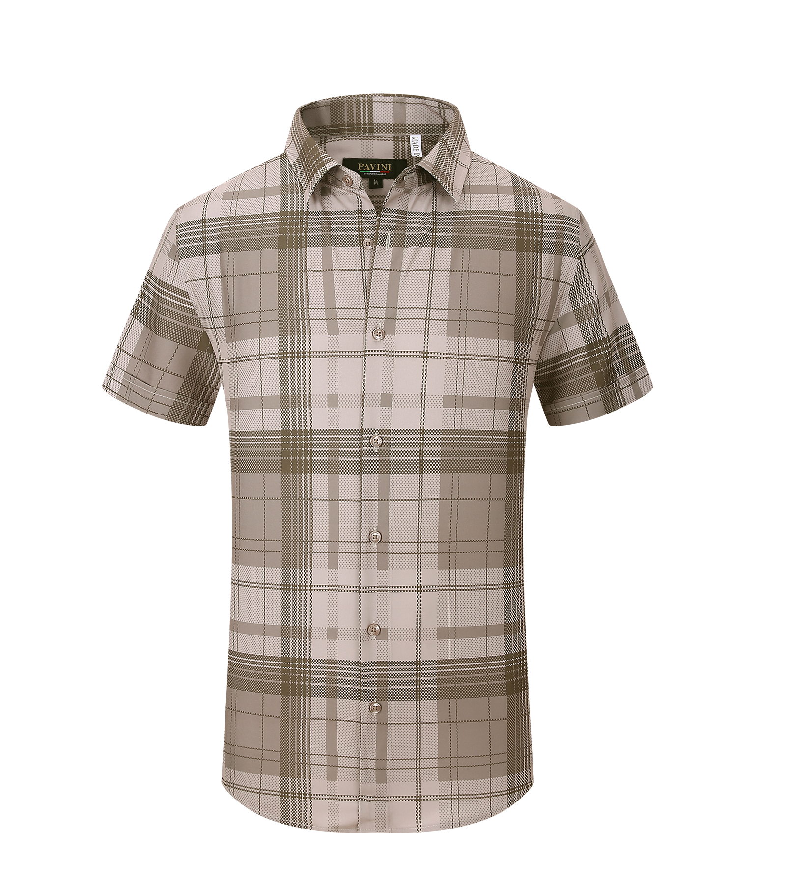 Men’s Modern Fit Short Sleeve Printed Plaid Shirt