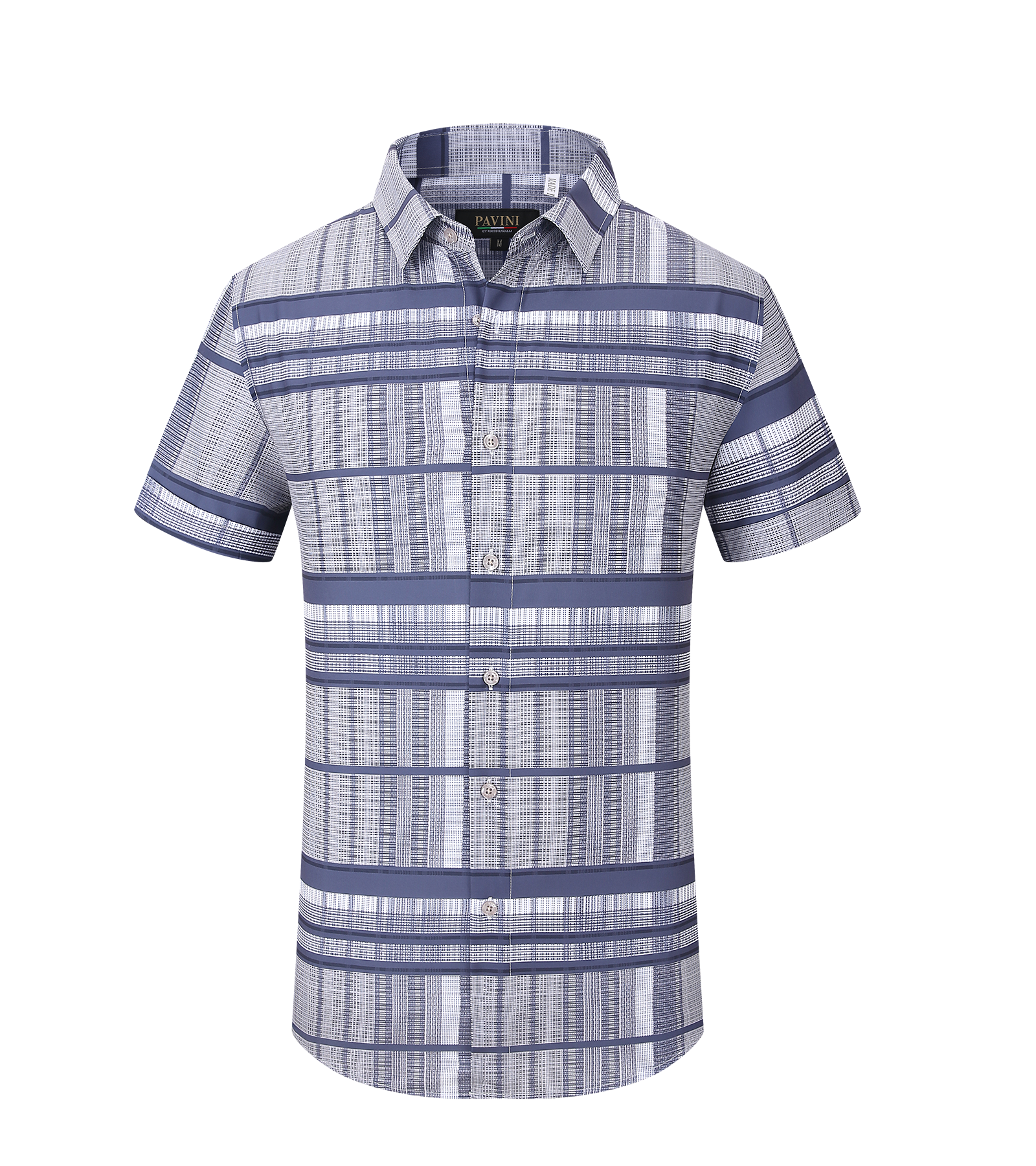 Men’s Modern Fit Short Sleeve Printed Plaid Shirt