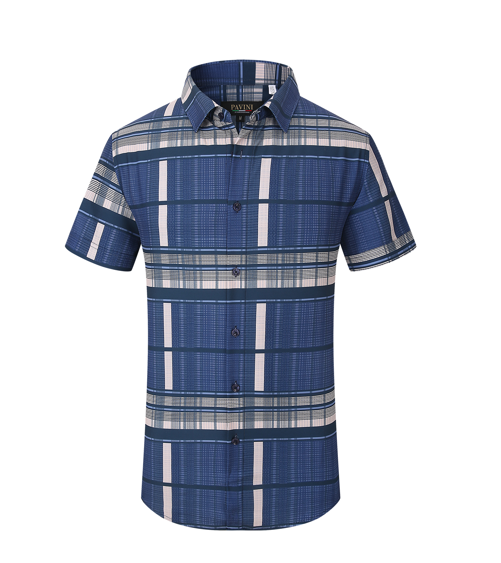 Men’s Modern Fit Short Sleeve Printed Plaid Shirt
