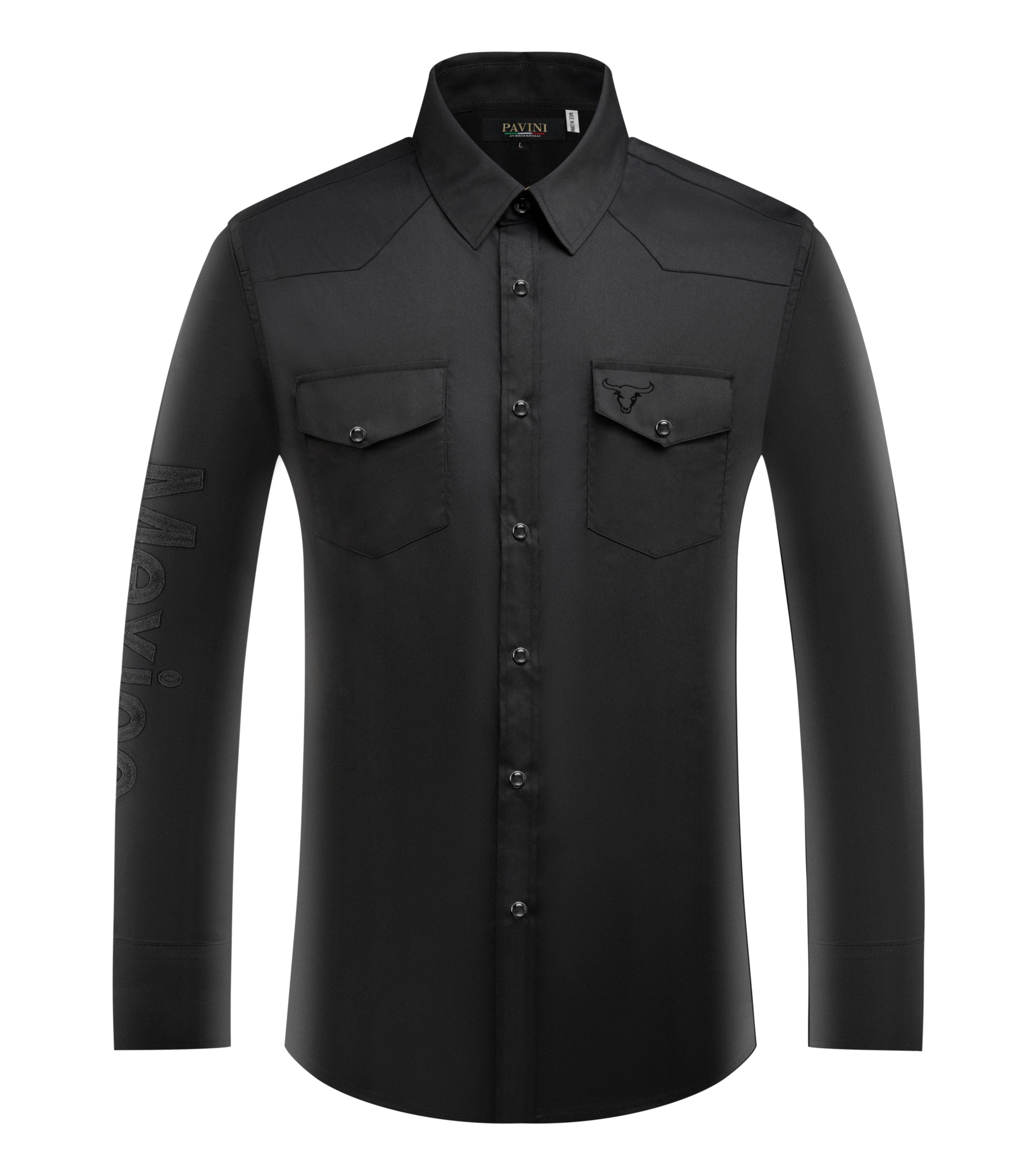 PAVINI Men’s Mexico Western Shirt Embroidered Sleeve Flag Patch