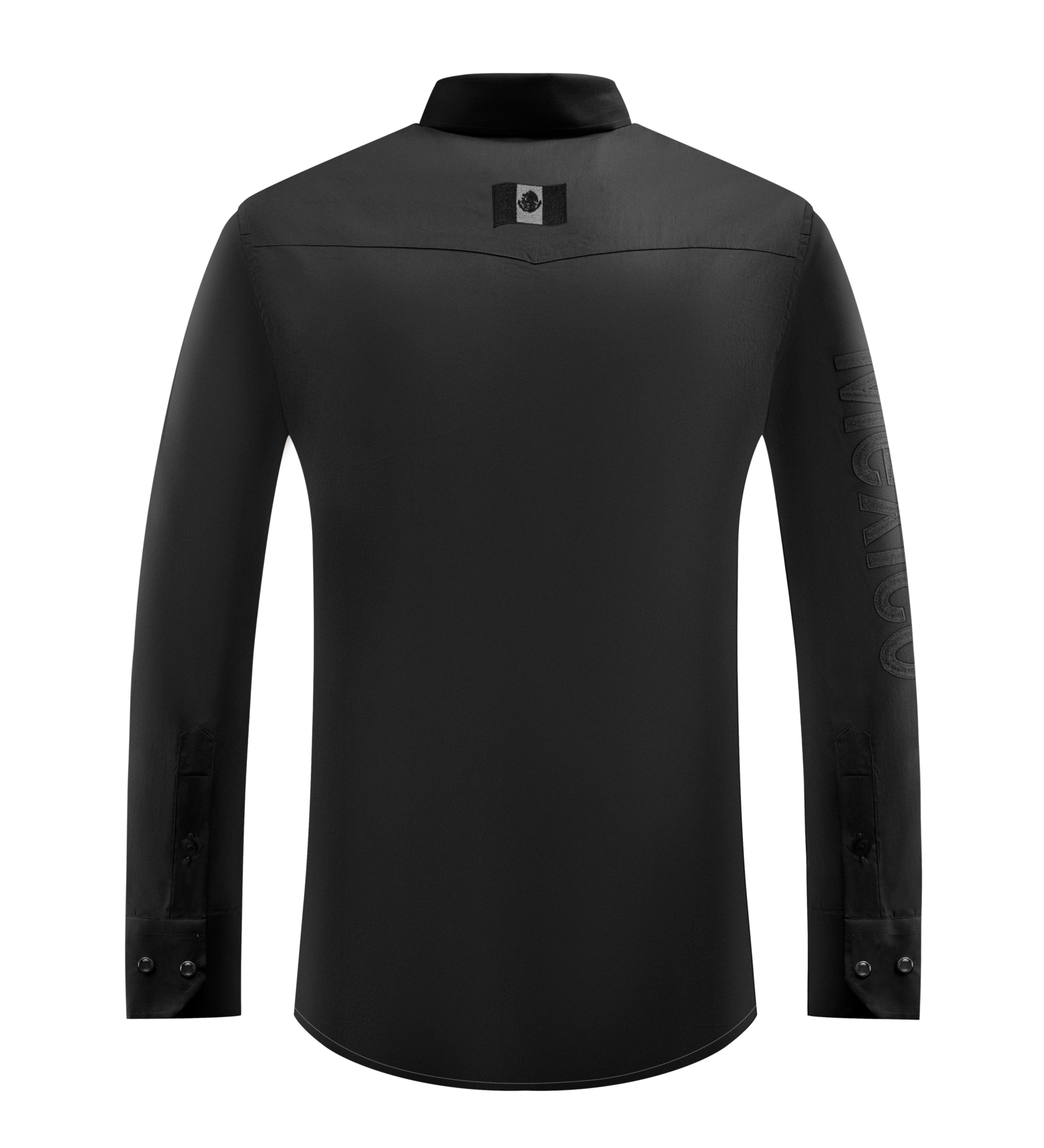 PAVINI Men’s Mexico Western Shirt Embroidered Sleeve Flag Patch