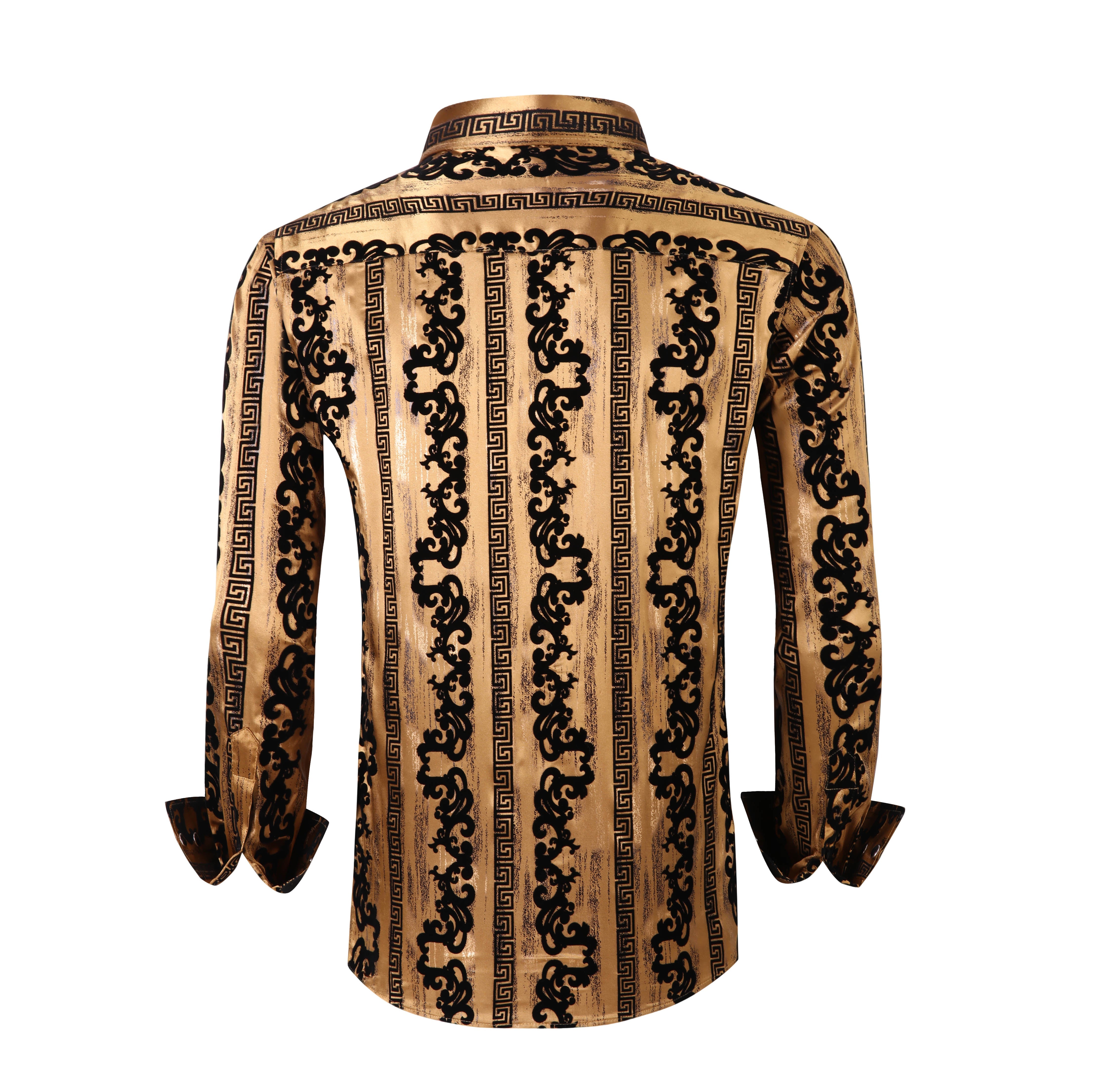 Snap Down Western Long Sleeve Shirt (with Flocking)