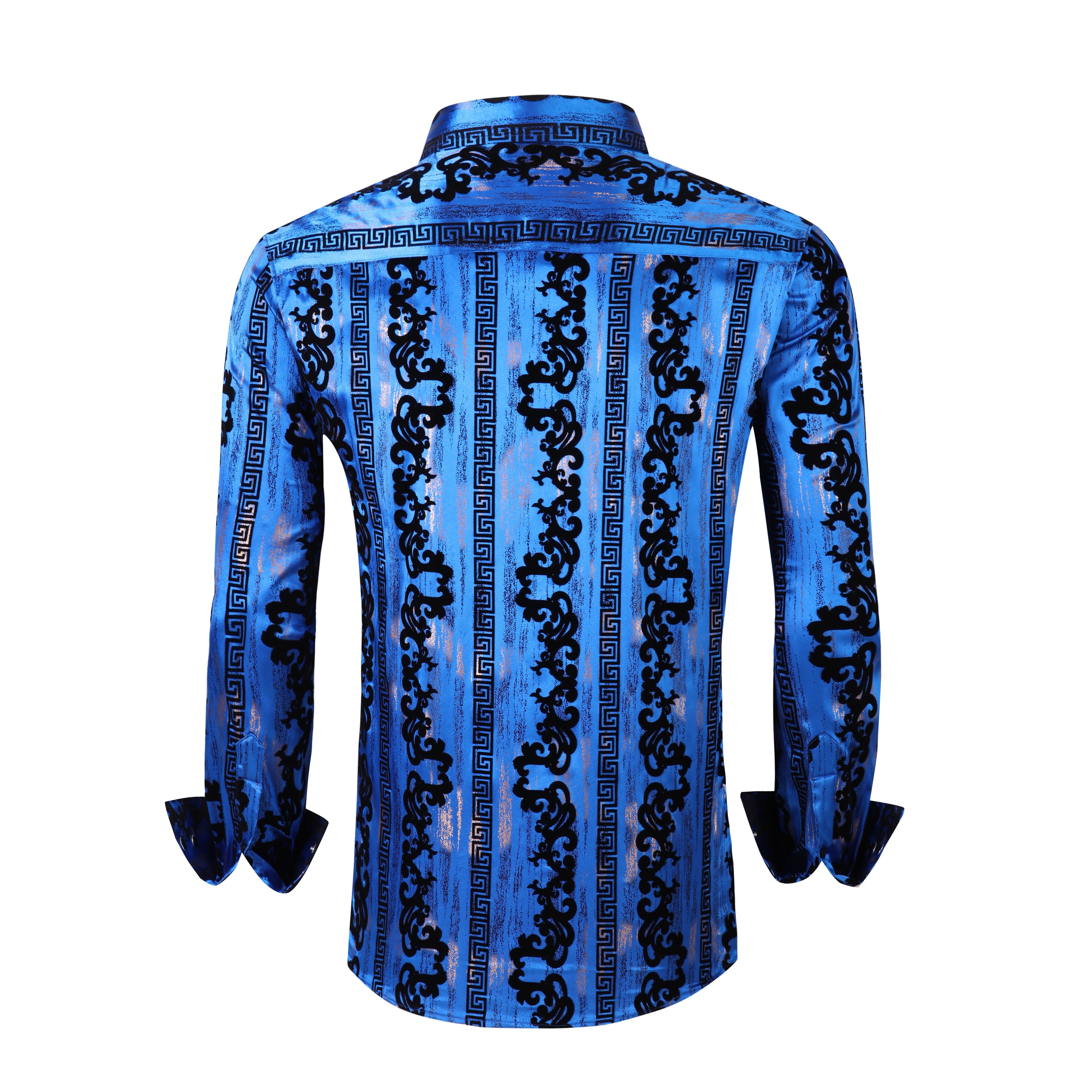 Snap Down Western Long Sleeve Shirt (with Flocking)