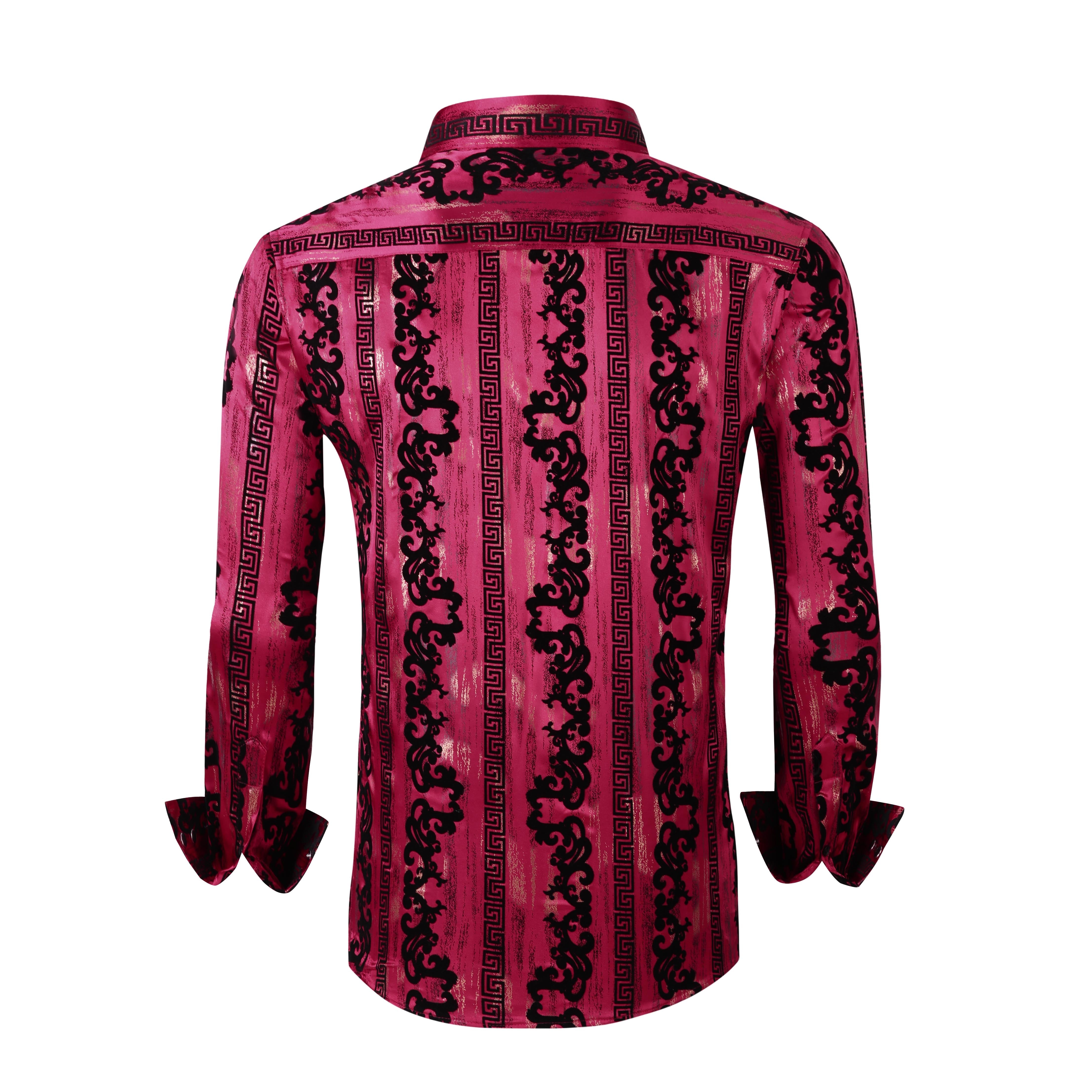 Snap Down Western Long Sleeve Shirt (with Flocking)