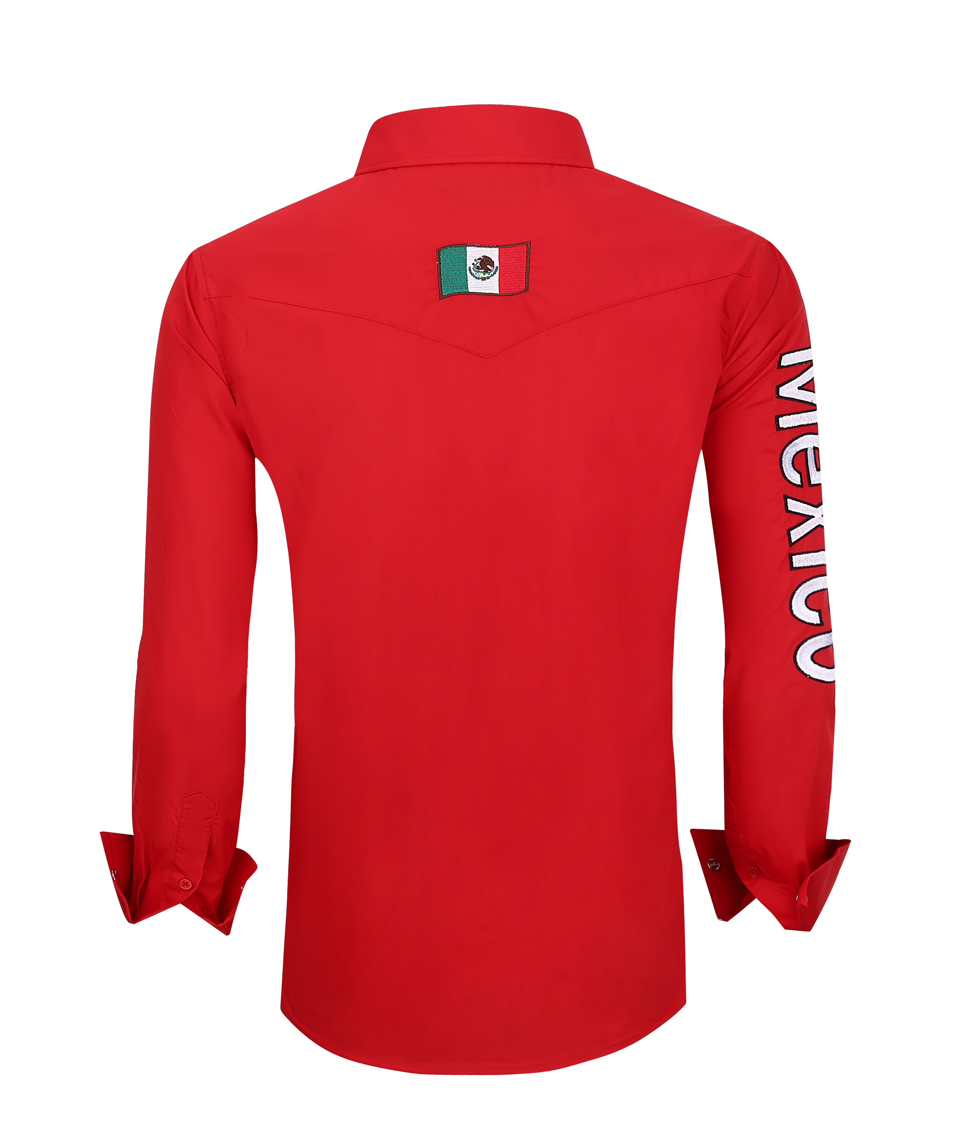 PAVINI Men’s Mexico Western Snap Shirt – Long Sleeve, Embroidered Sleeve Flag Patch