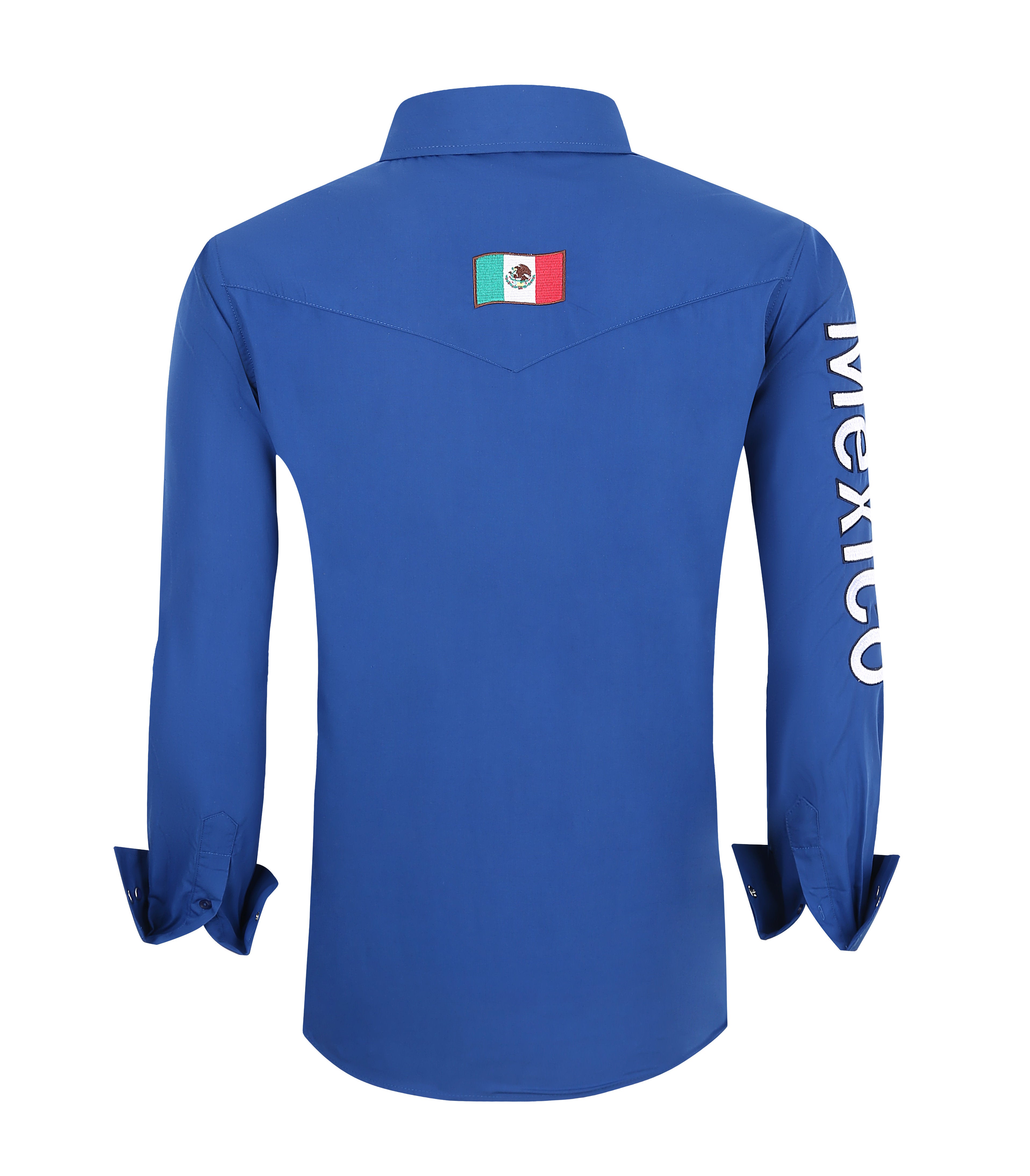 PAVINI Men’s Mexico Western Snap Shirt – Long Sleeve, Embroidered Sleeve Flag Patch