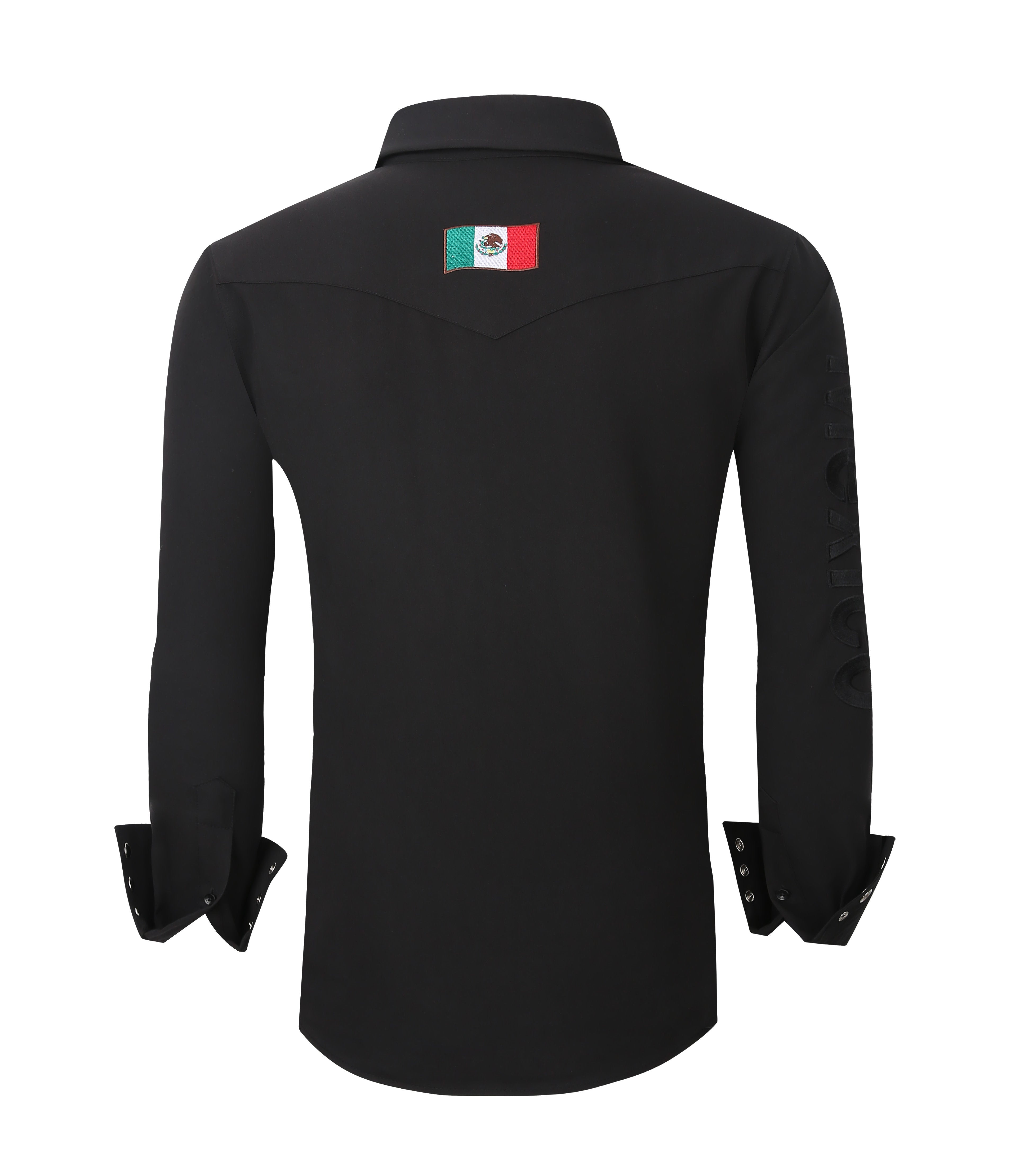 Mexico Western Snap Shirt – Long Sleeve, Dual Pockets, Sleeve Embroidery