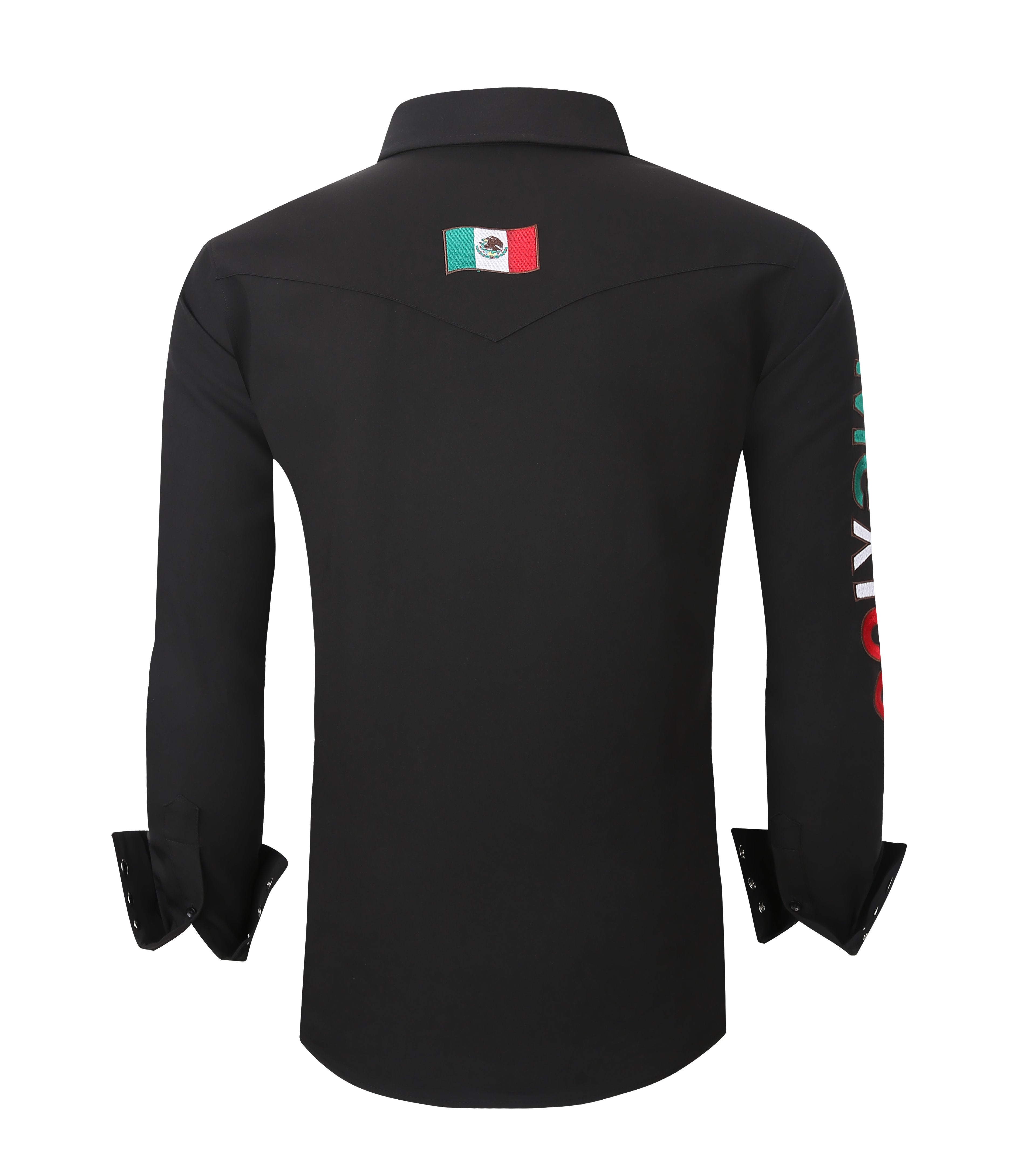 Mexico Western Snap Shirt – Long Sleeve, Dual Pockets, Sleeve Embroidery