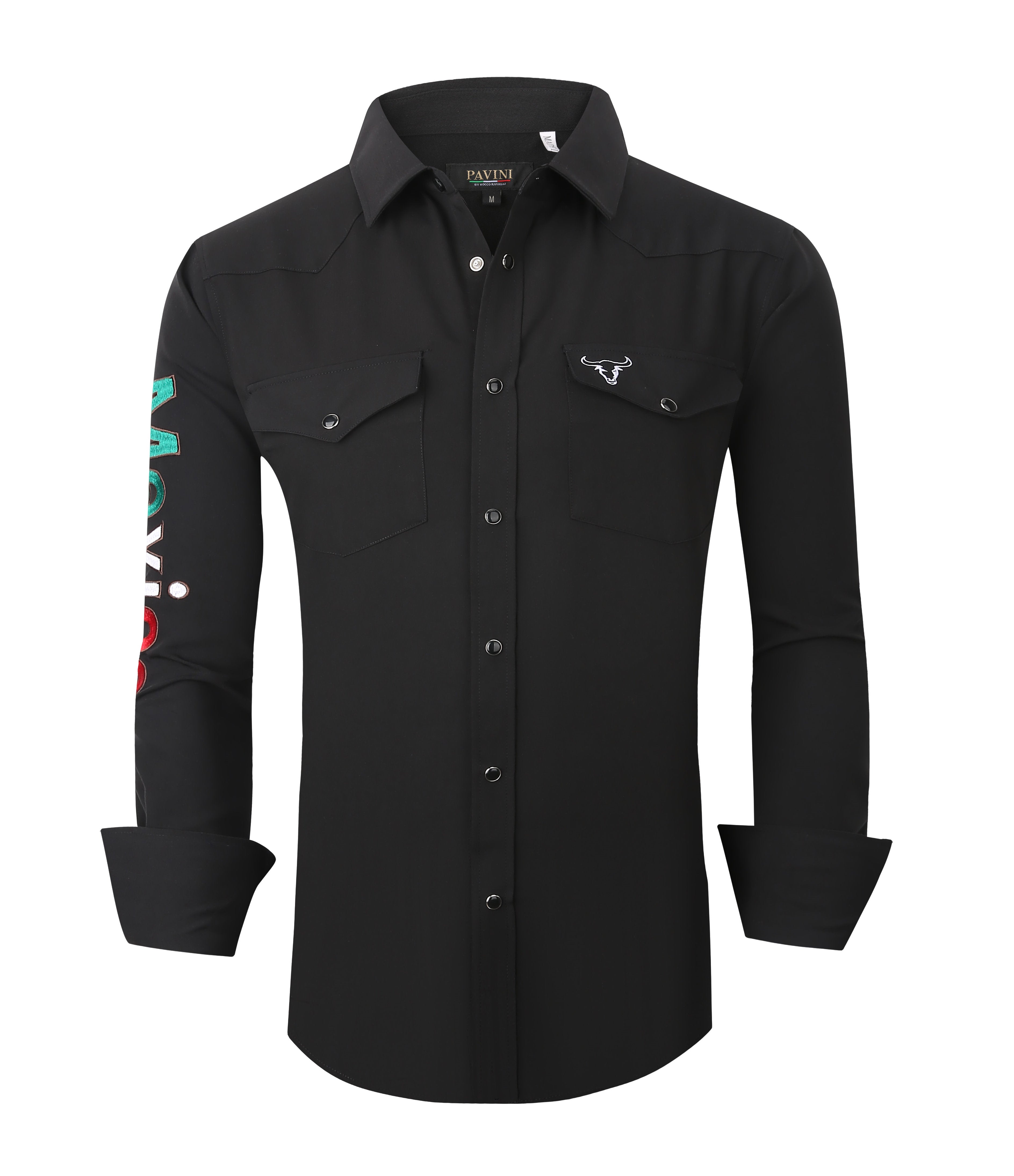 Mexico Western Snap Shirt – Long Sleeve, Dual Pockets, Sleeve Embroidery