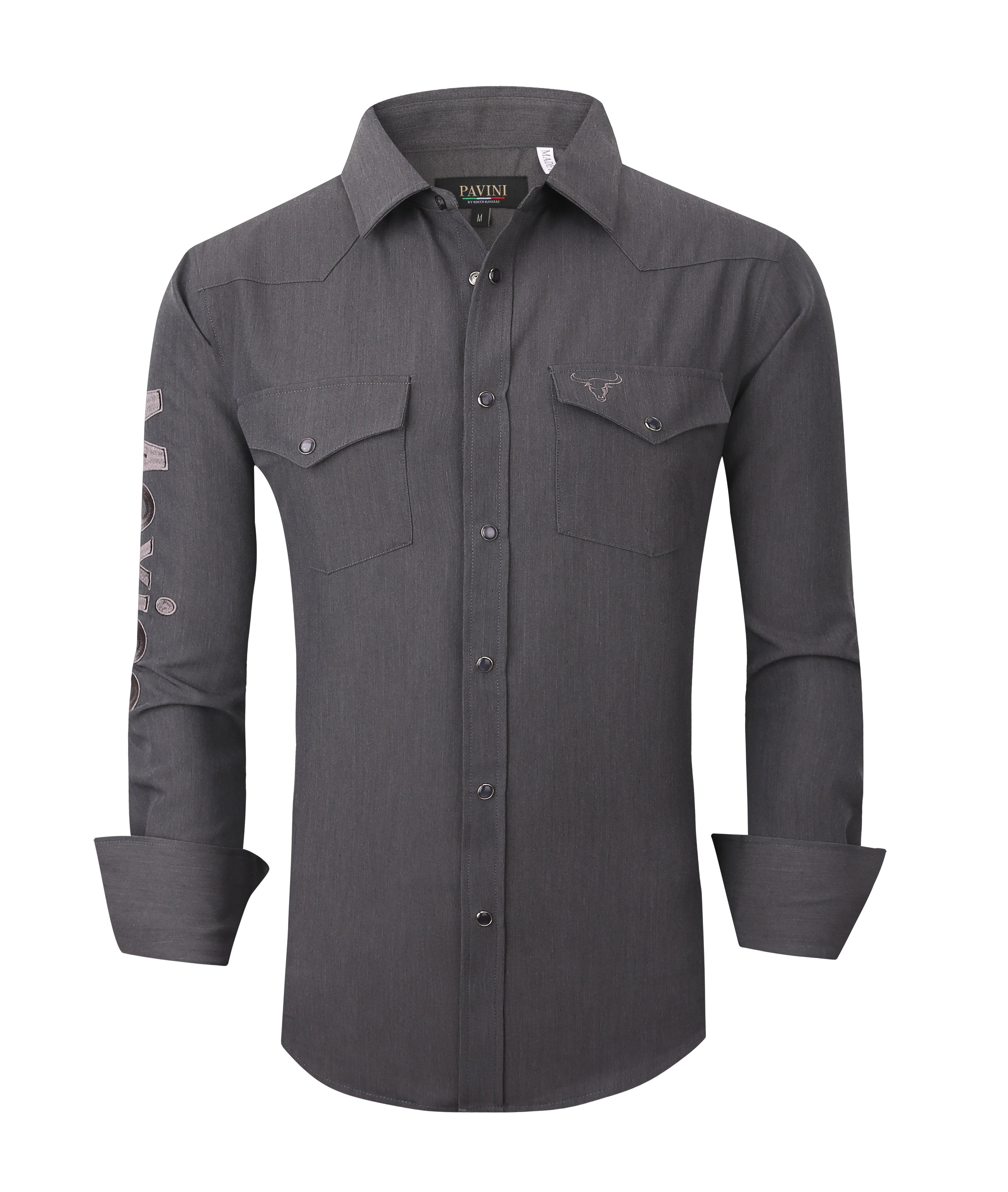 Mexico Western Snap Shirt – Long Sleeve, Dual Pockets, Sleeve Embroidery