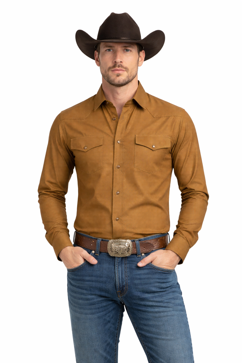Snap-Down Western Long Sleeve Shirt