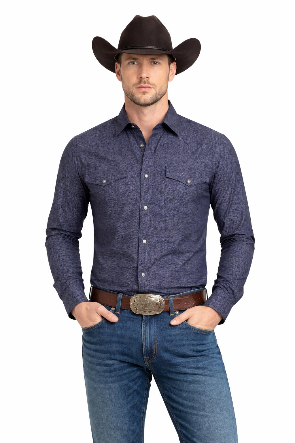 Snap-Down Western Long Sleeve Shirt