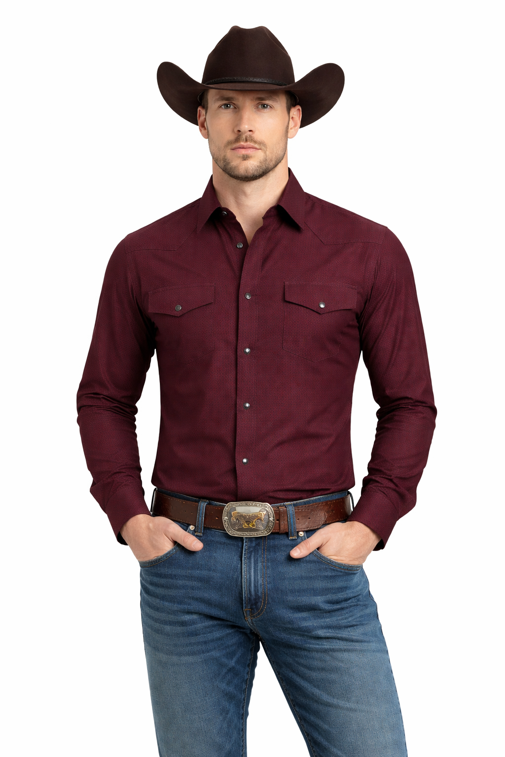 Snap-Down Western Long Sleeve Shirt