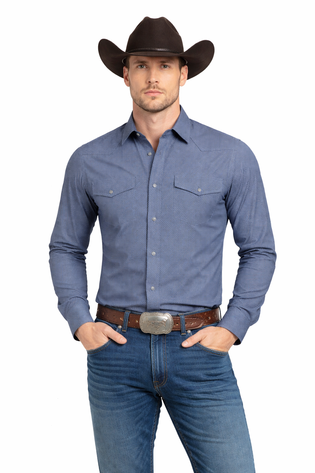 Snap-Down Western Long Sleeve Shirt