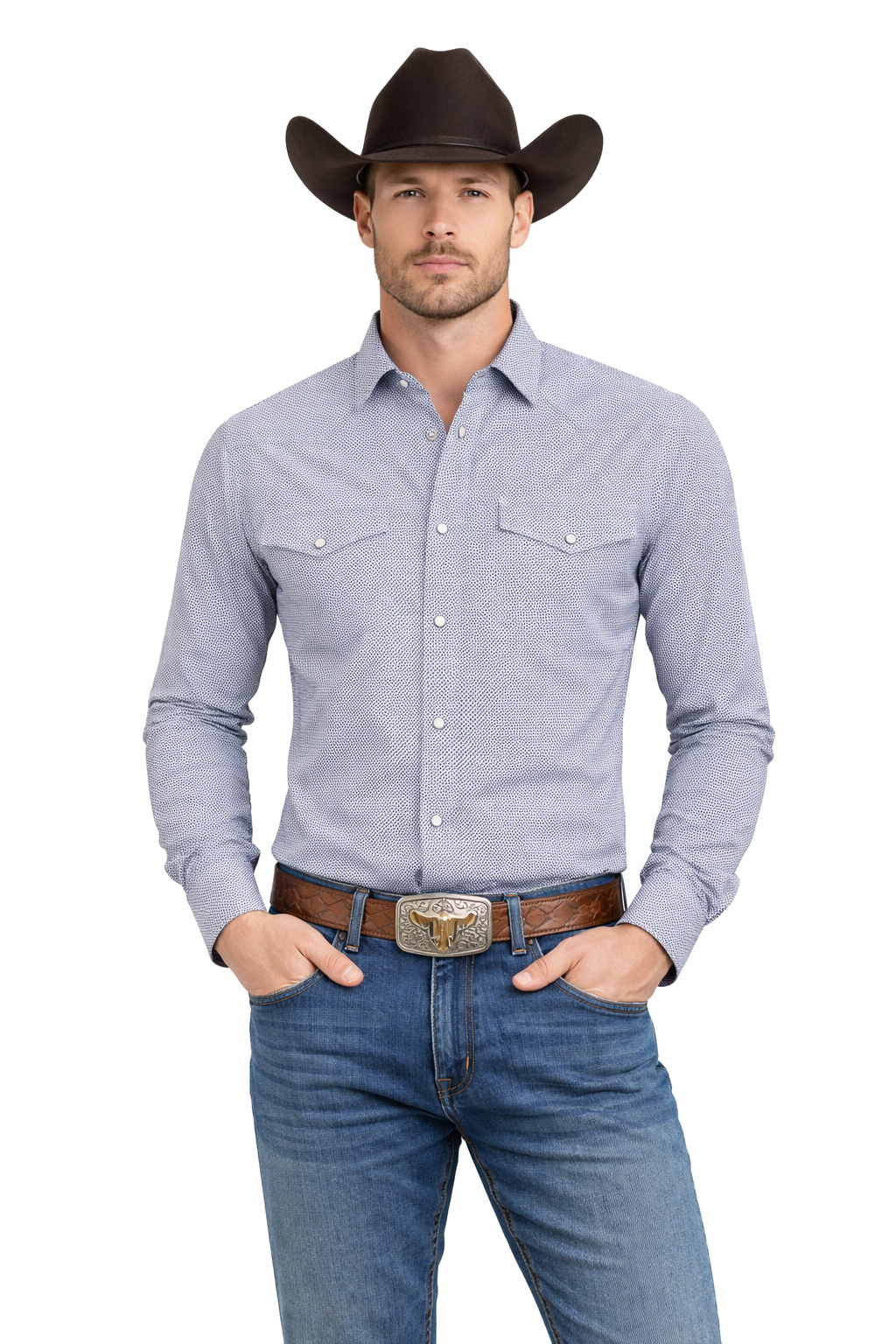 Snap-Down Western Long Sleeve Shirt