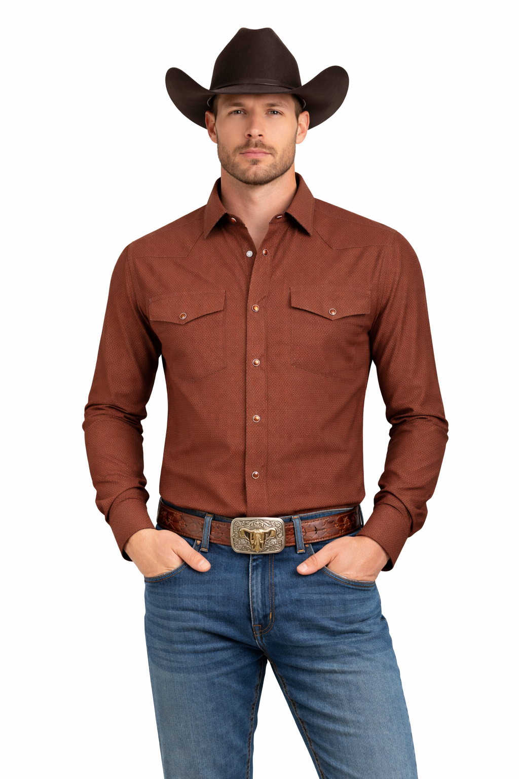 Snap-Down Western Long Sleeve Shirt