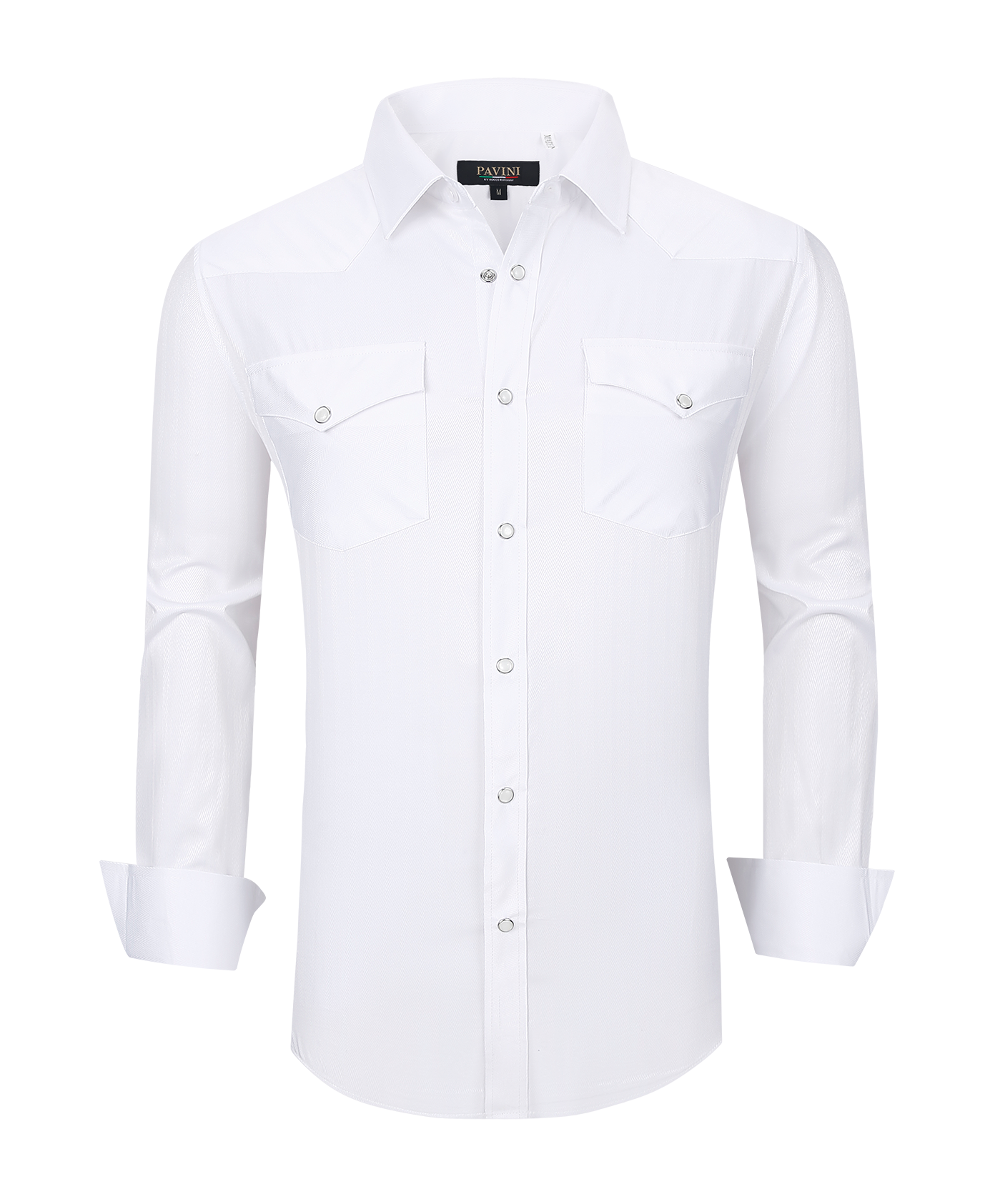 Snap Down Western Long Sleeve Shirt With Texture