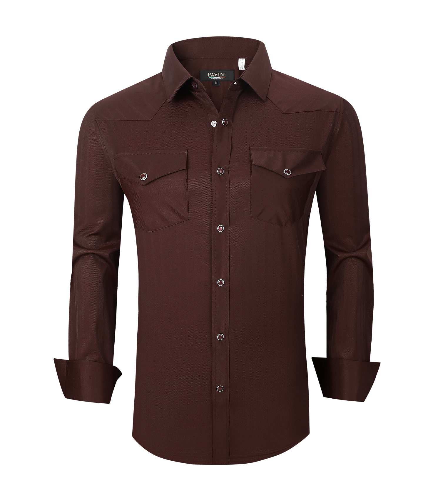Snap Down Western Long Sleeve Shirt With Texture