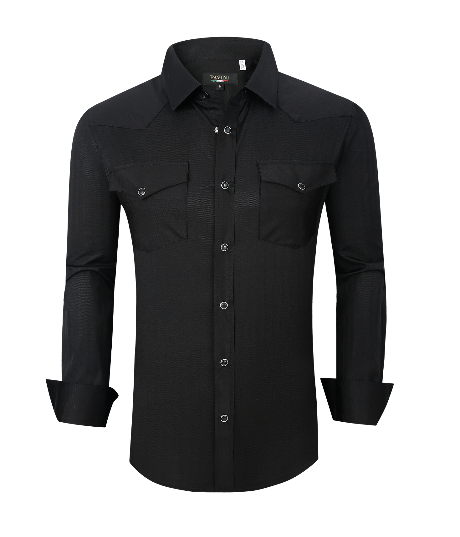 Snap Down Western Long Sleeve Shirt With Texture