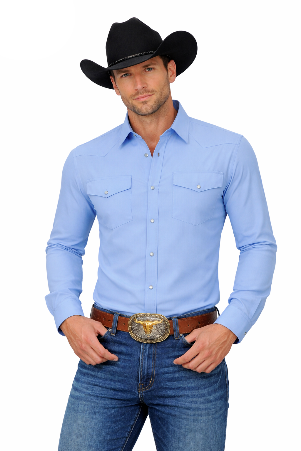 Western Snap Down Solid Shirts