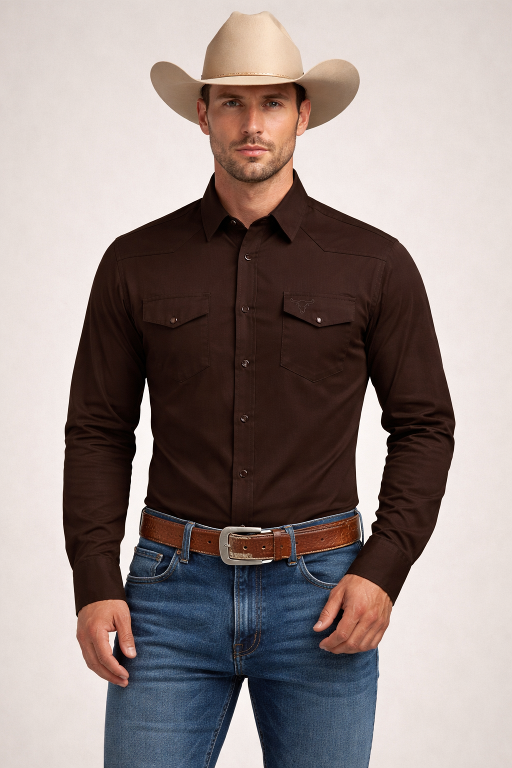 Pavini Tonal Black Western Snap-Down Shirt