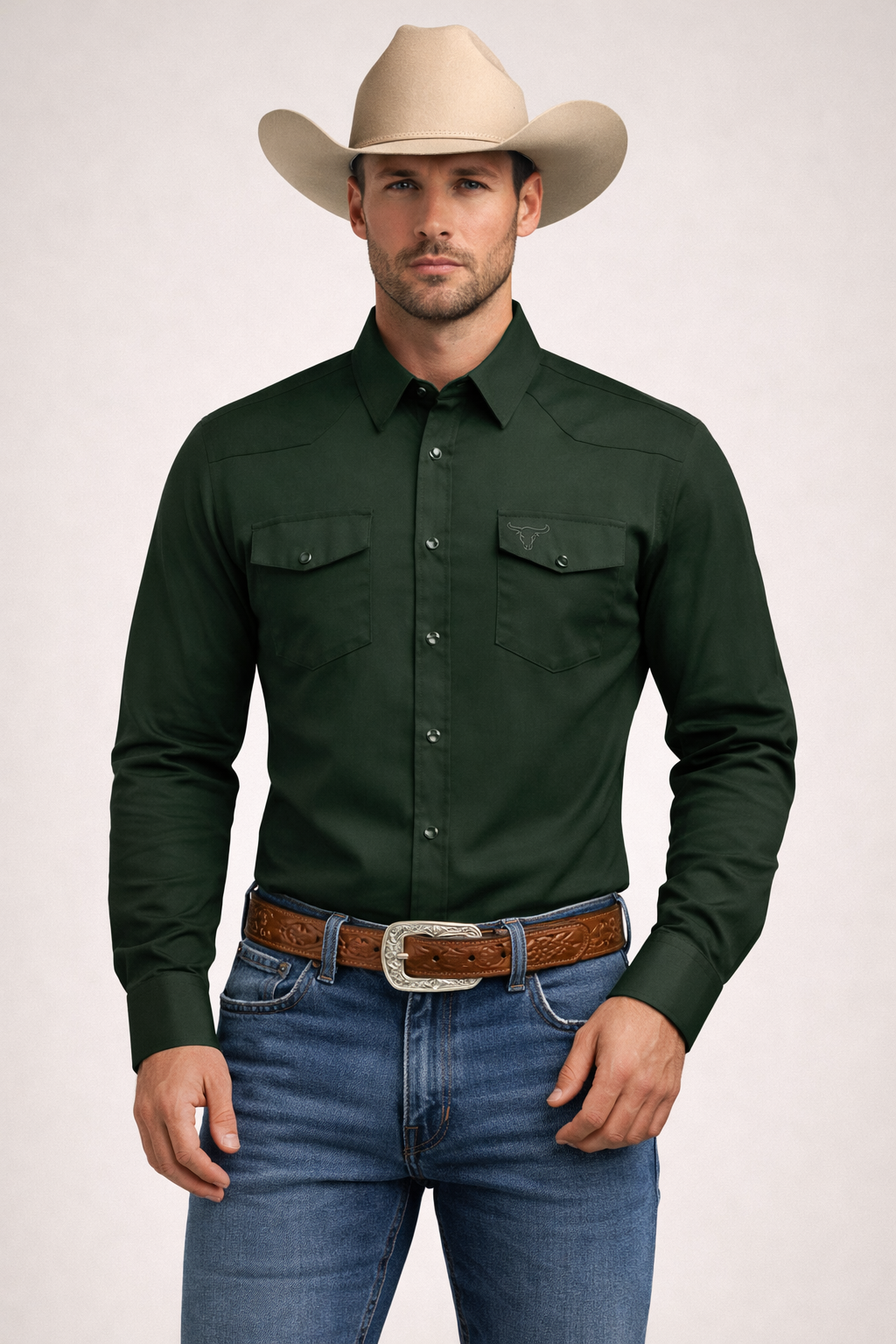 Pavini Tonal Black Western Snap-Down Shirt