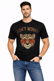 “Don’t Worry” Rhinestone Leopard Tee