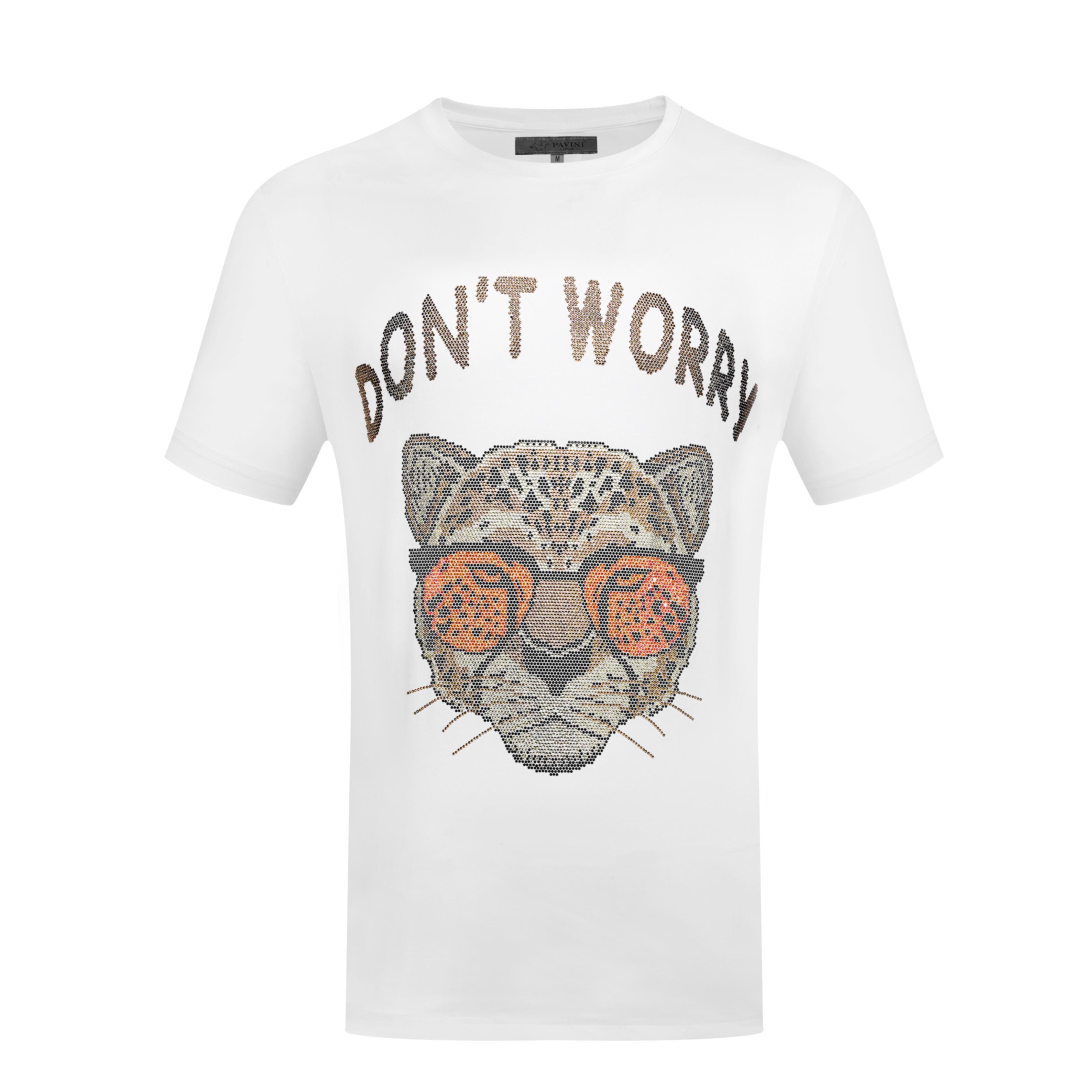 “Don’t Worry” Rhinestone Leopard Tee