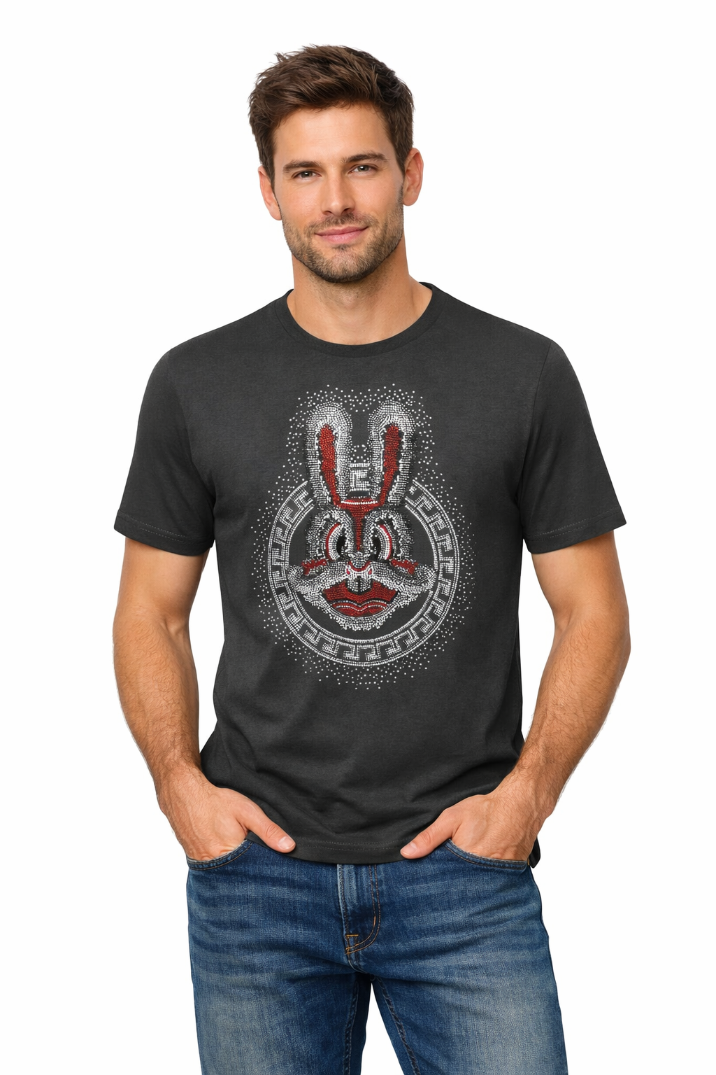Rhinestone Bunny Medallion Tee