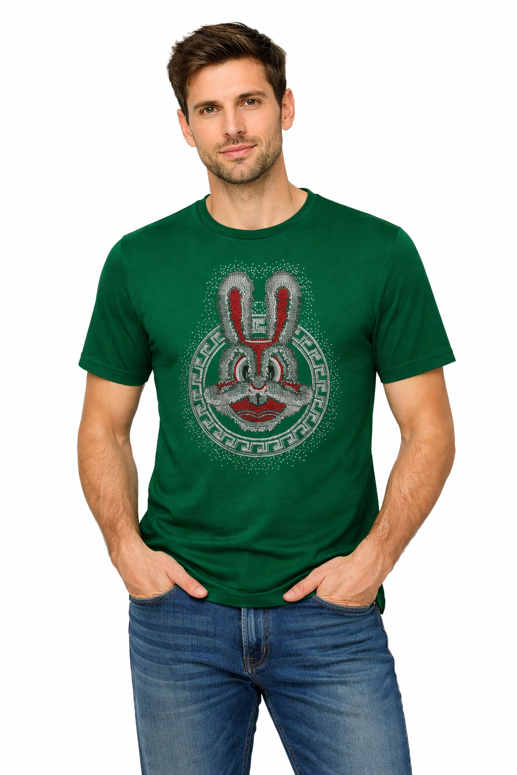 Rhinestone Bunny Medallion Tee