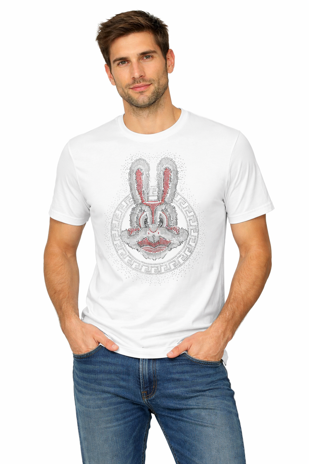 Rhinestone Bunny Medallion Tee