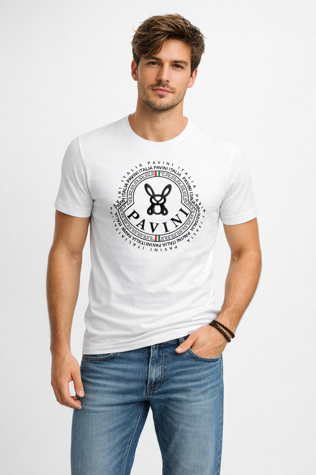 Graphic Crewneck T-Shirt – PAVINI Italia Logo Emblem