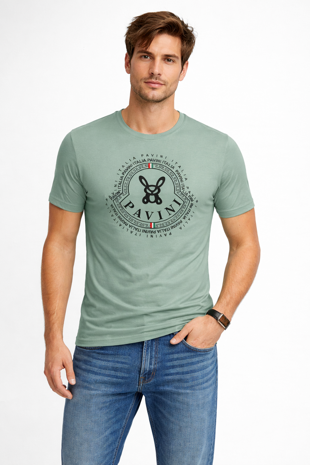 Graphic Crewneck T-Shirt – PAVINI Italia Logo Emblem
