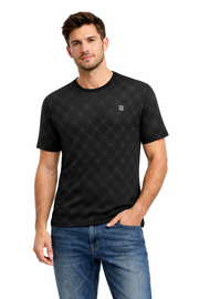 PAVINI All-Over Monogram Tee – Diamond Lattice Print