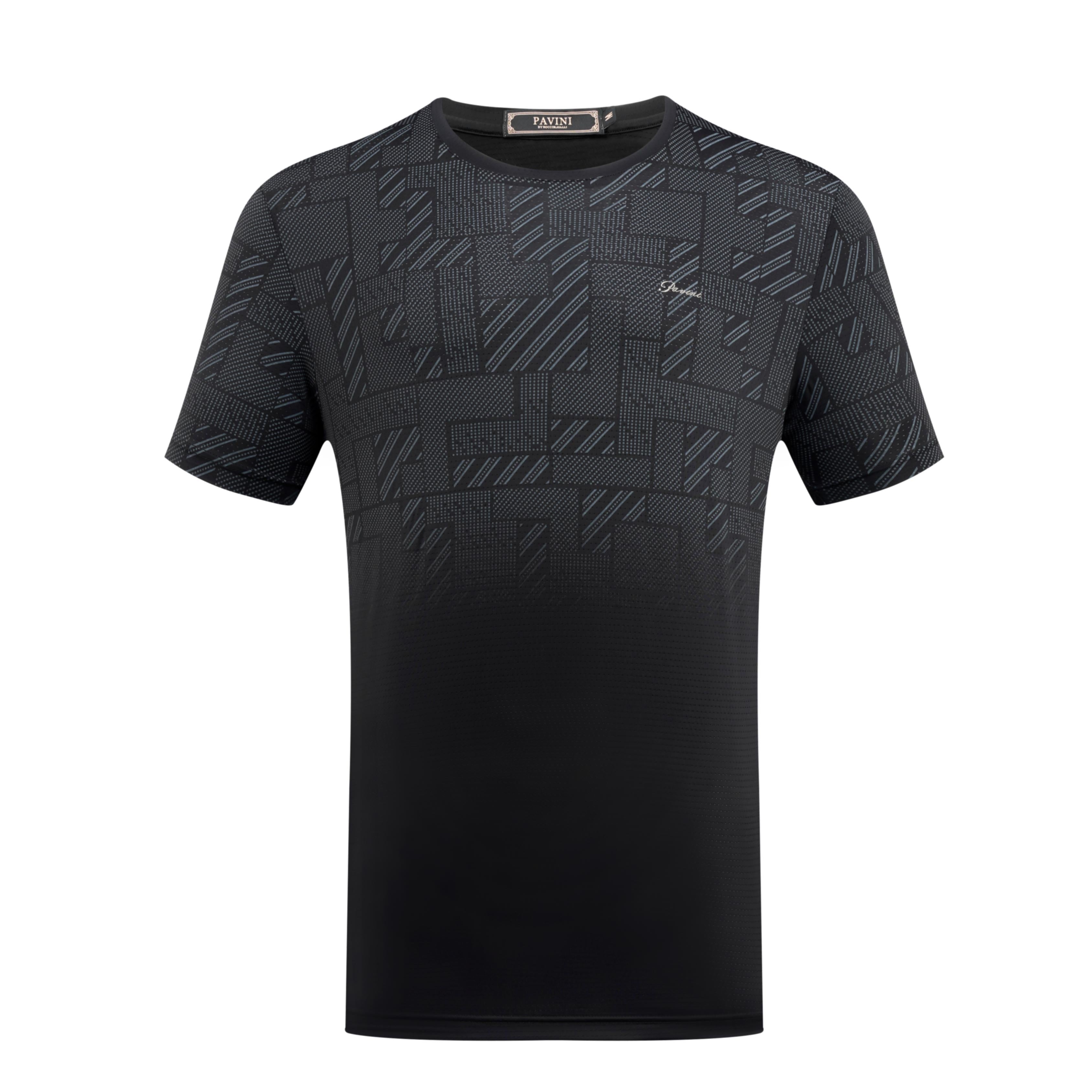 PAVINI Pattern Fade Tee – Geometric Patchwork Print