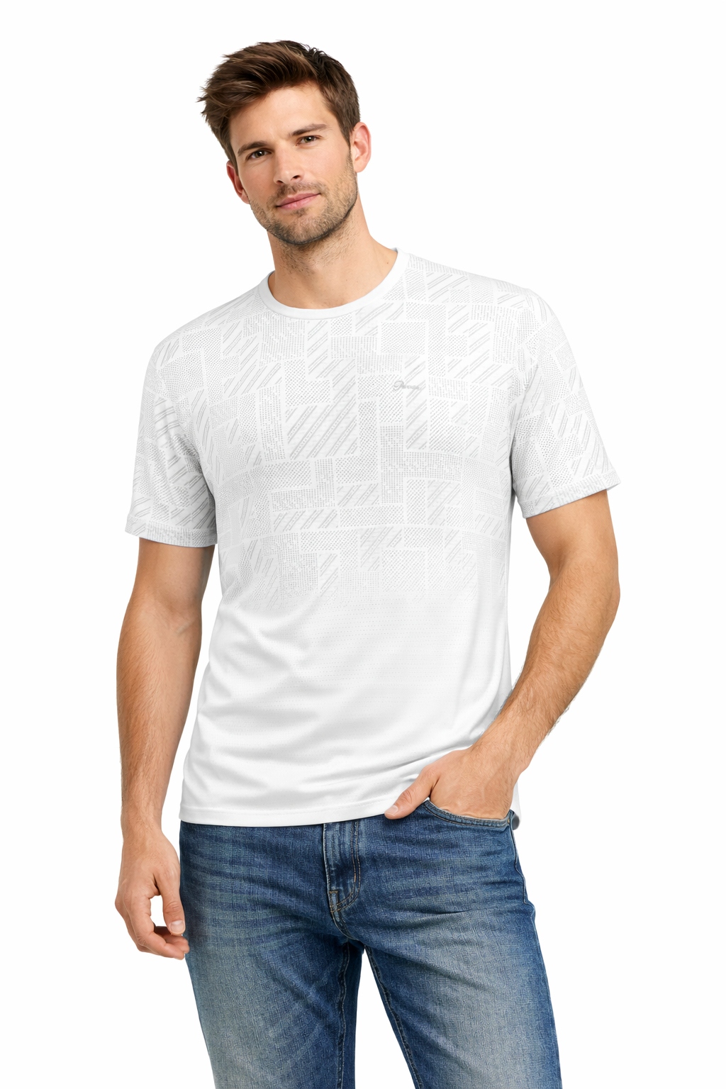 PAVINI Pattern Fade Tee – Geometric Patchwork Print