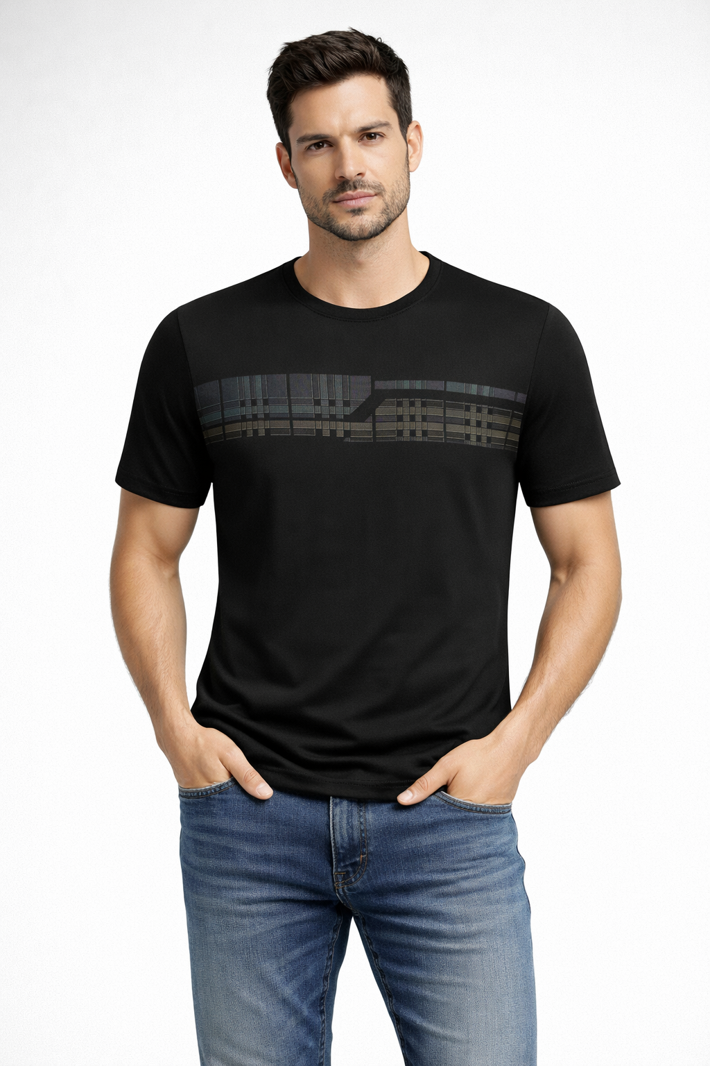 PAVINI Performance Stretch T-Shirt Geometric Chest Band