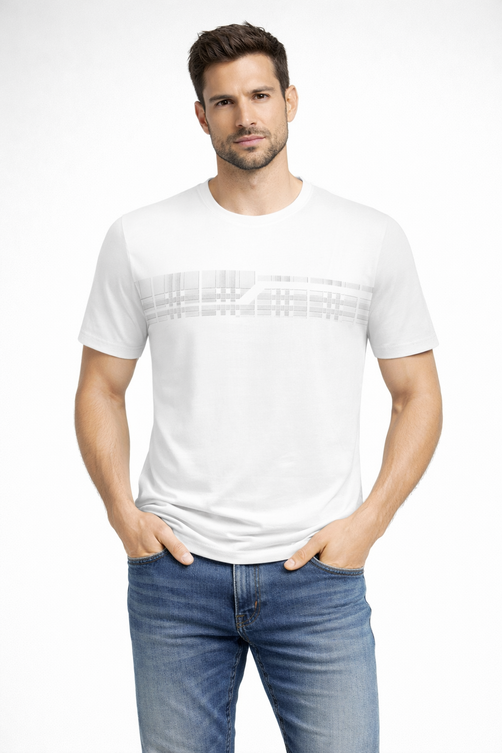 PAVINI Performance Stretch T-Shirt Geometric Chest Band