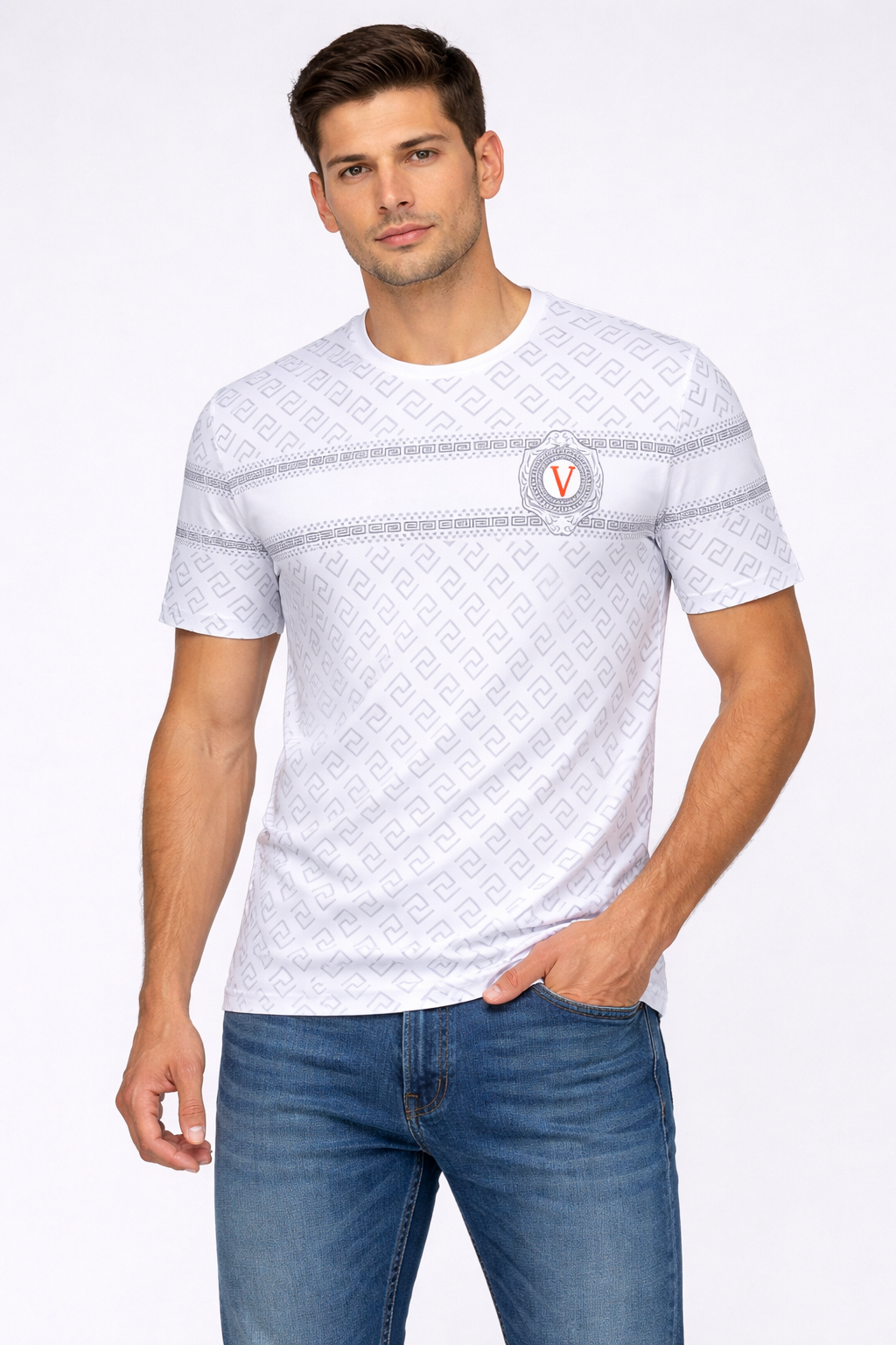 PAVINI “V Crest” All-Over Print Tee