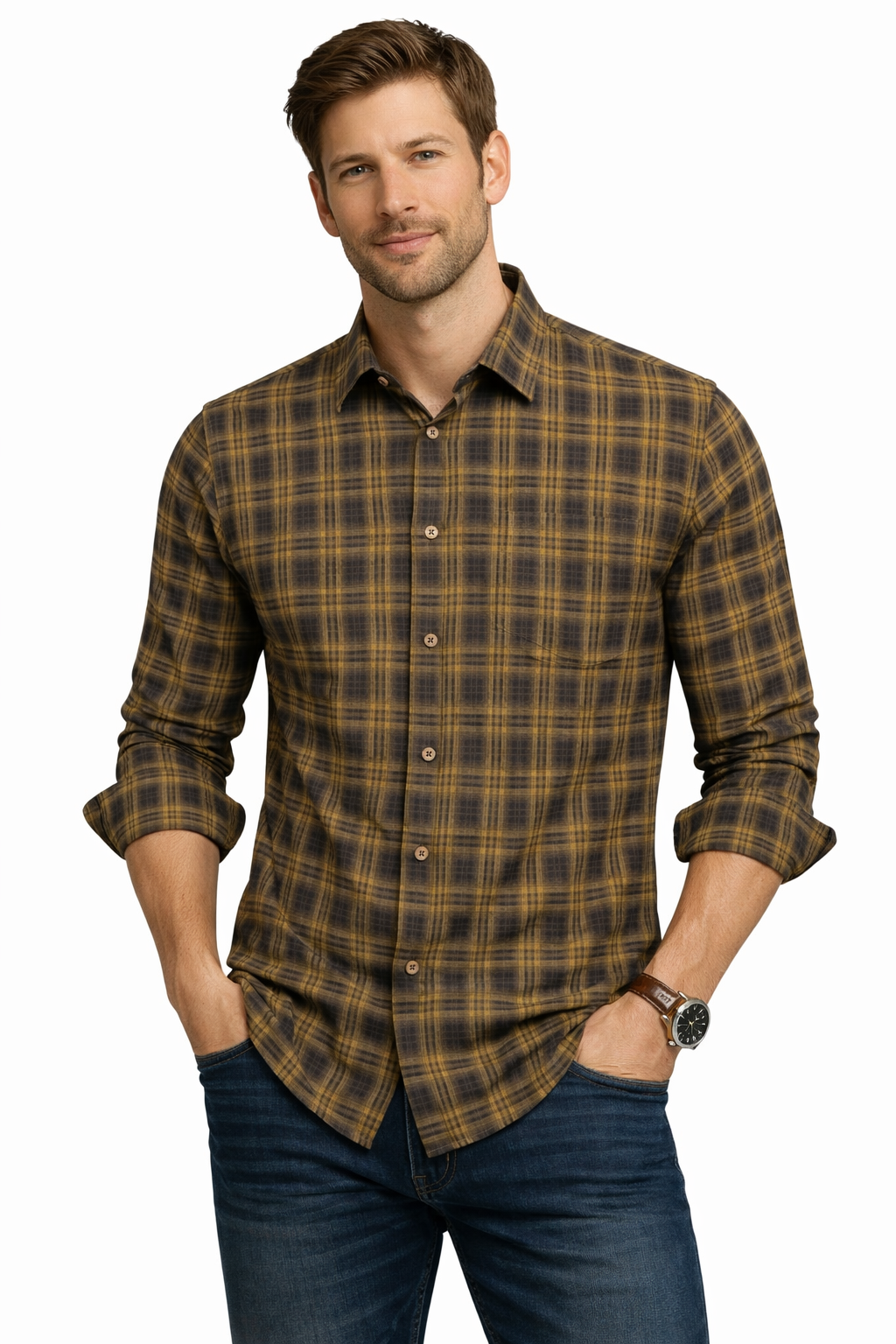 Pavini Long Sleeve Men's Plaid Shirt