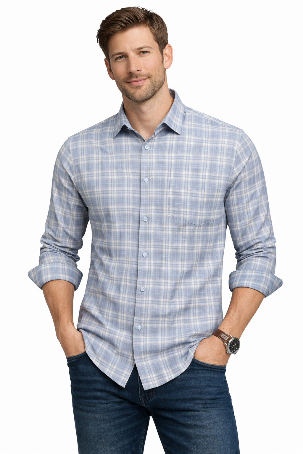 Pavini Long Sleeve Men's Plaid Shirt