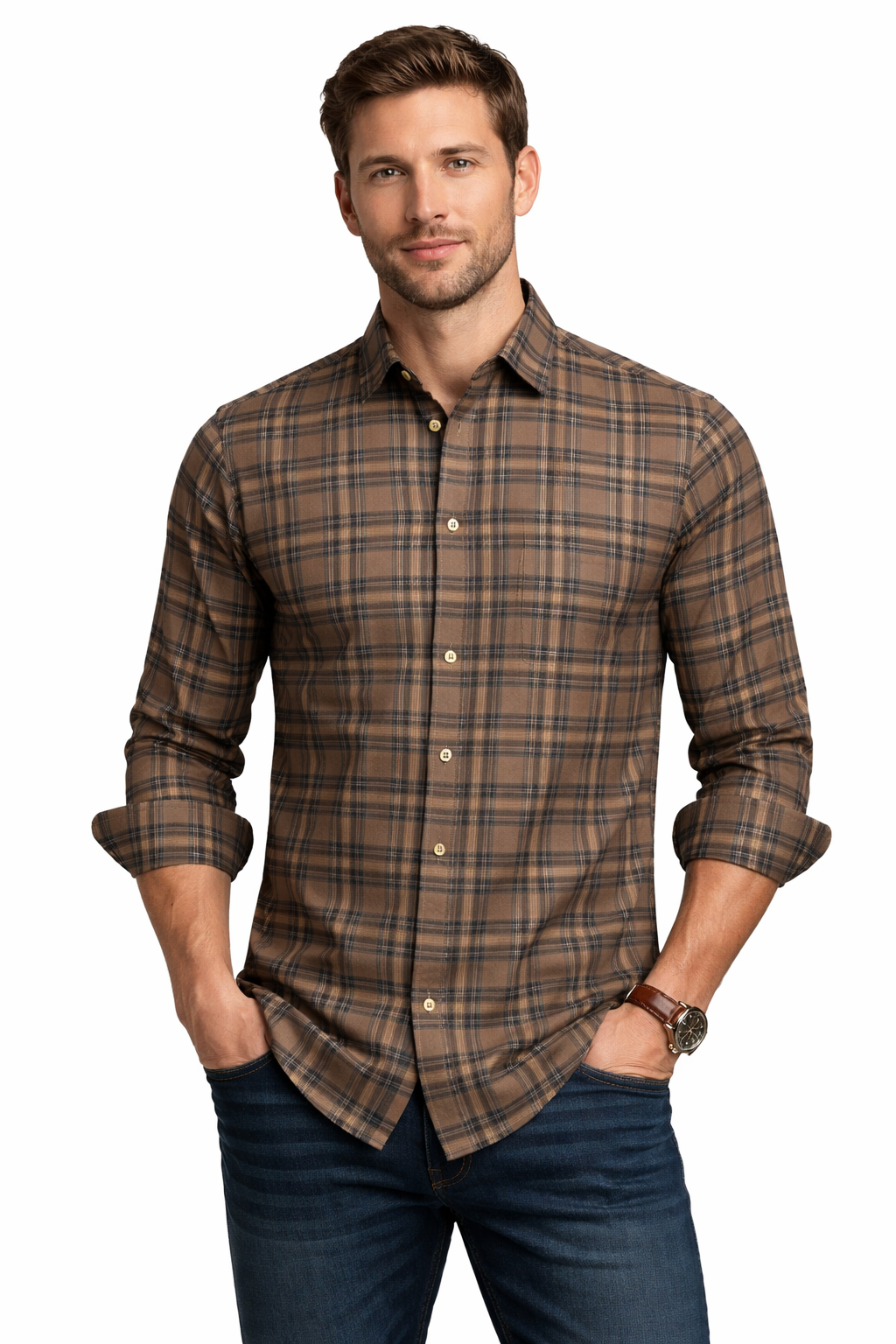 Pavini Long Sleeve Men's Plaid Shirt